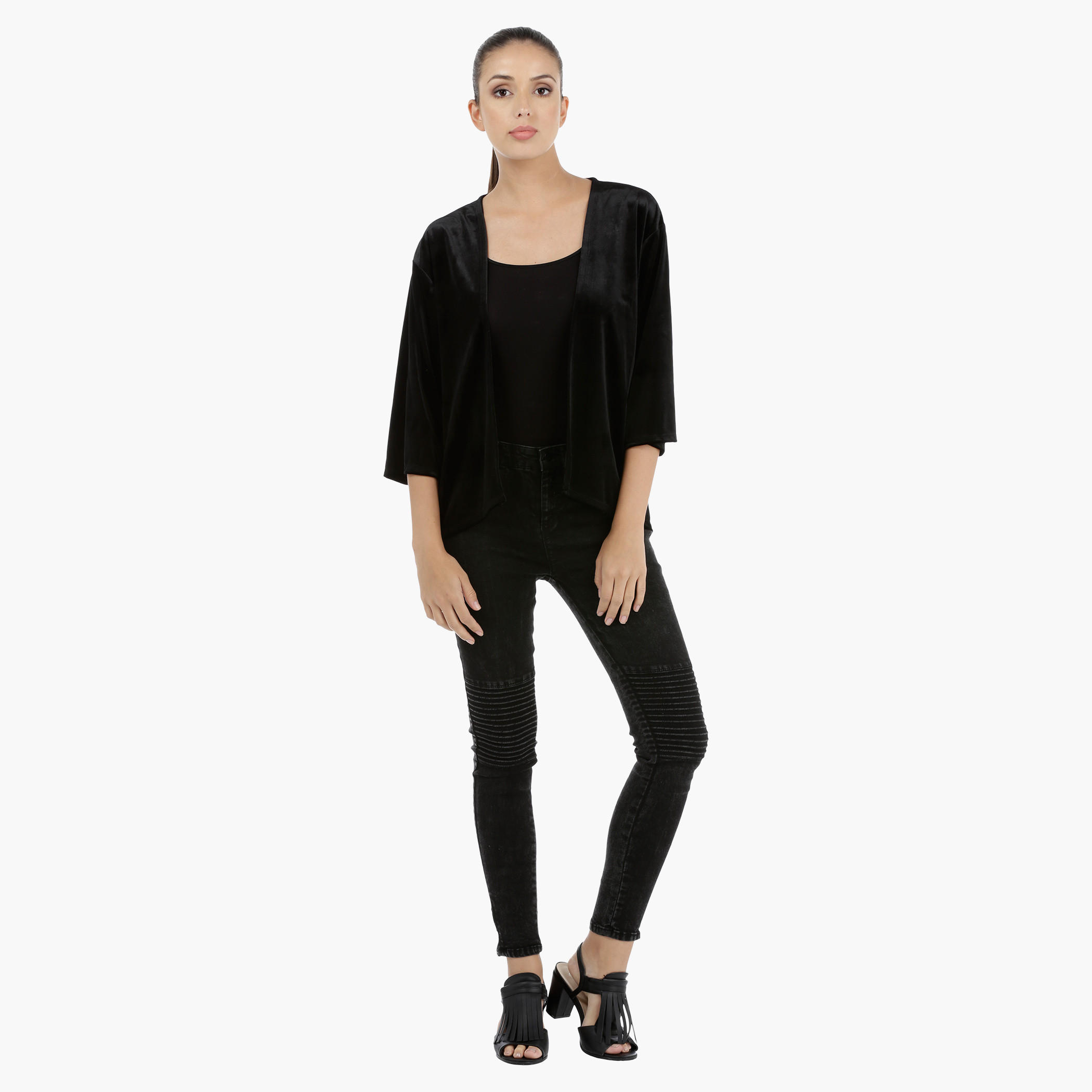 Open Cardigan with Three Quarter Sleeves-women-clothing-shirtsandblouses-blouses-image-5
