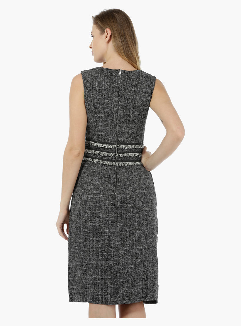 2Xtremz Sleeveless Tweed Dress with Frayed Waist Effect-women-clothing-dresses-image-2
