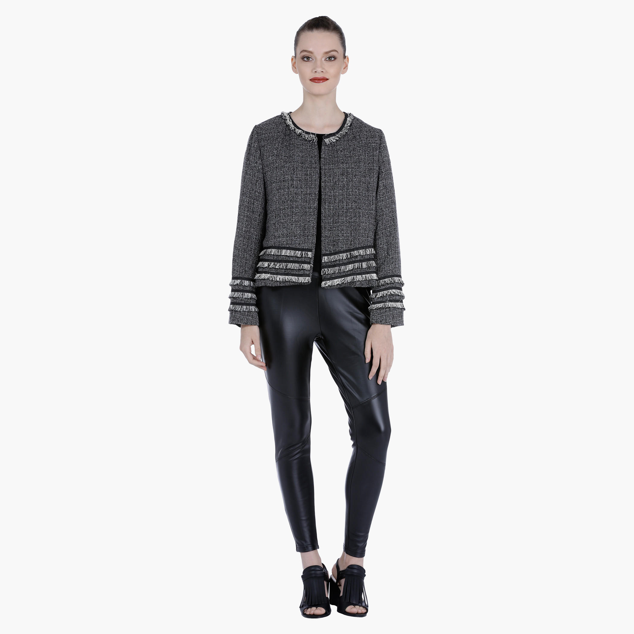 Fringed Open Front Jacket with Long Sleeves-women-winterwear-coatsandjackets-jackets-image-5