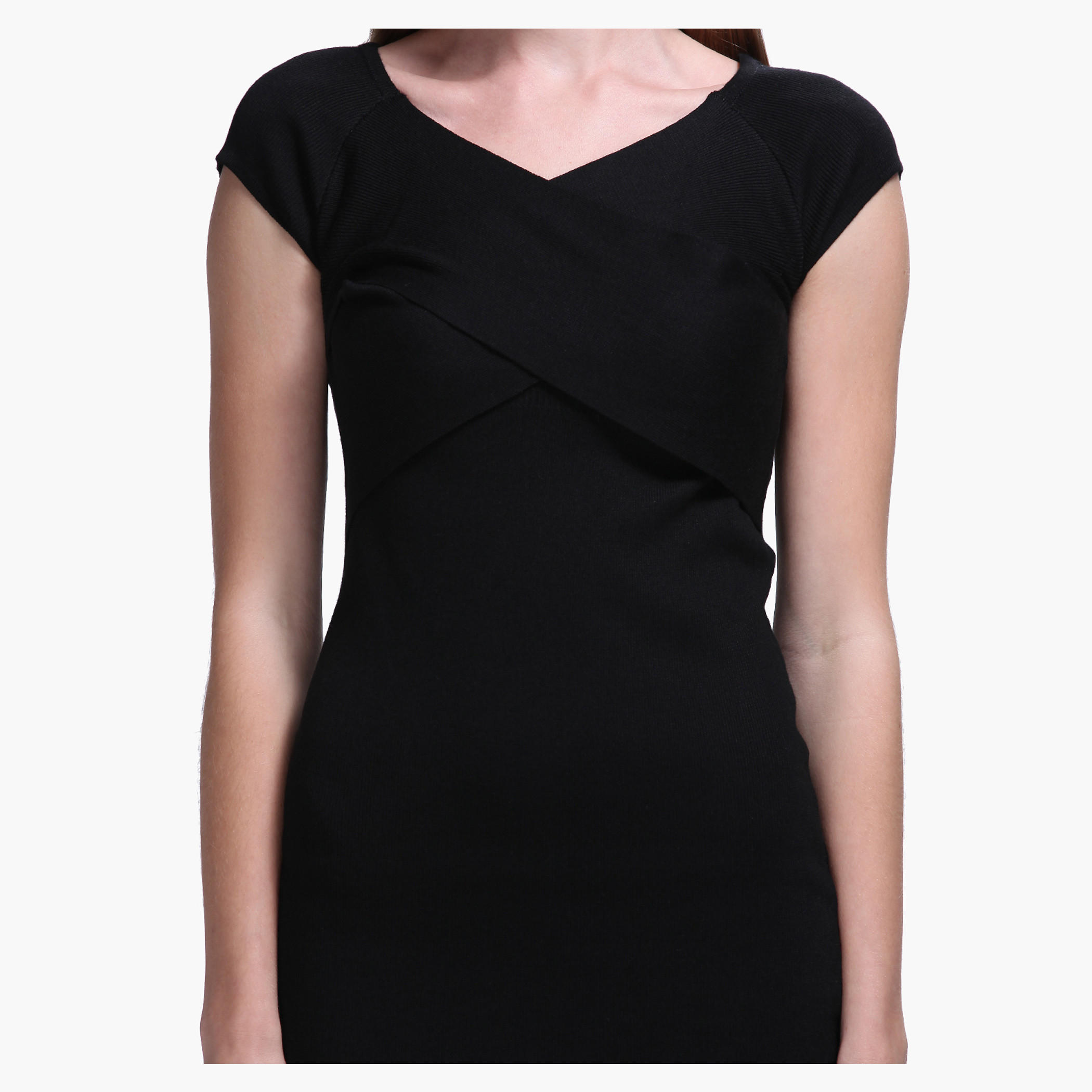 Crossover Front Short Sleeves Bodycon Dress-women-clothing-dresses-image-4