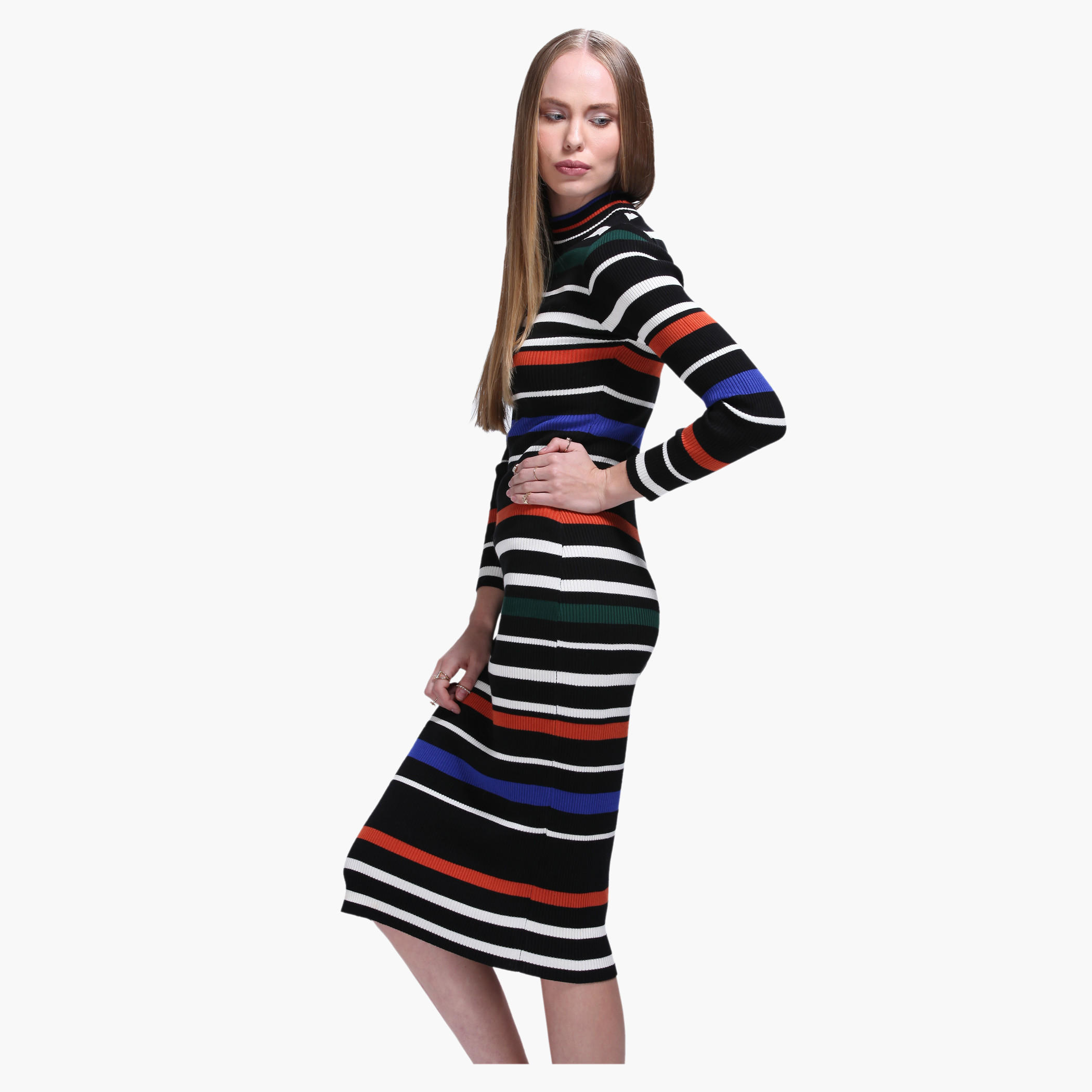 Ribbed Long Sleeves Midi Dress-women-clothing-dresses-image-3