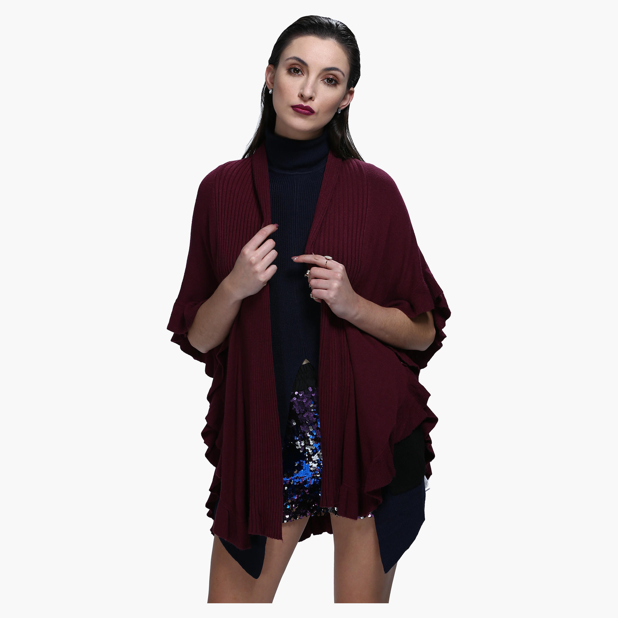 Ribbed Cascade Cardigan with Open Front-women-winterwear-cardigansandjumpers-cardigans-image-5