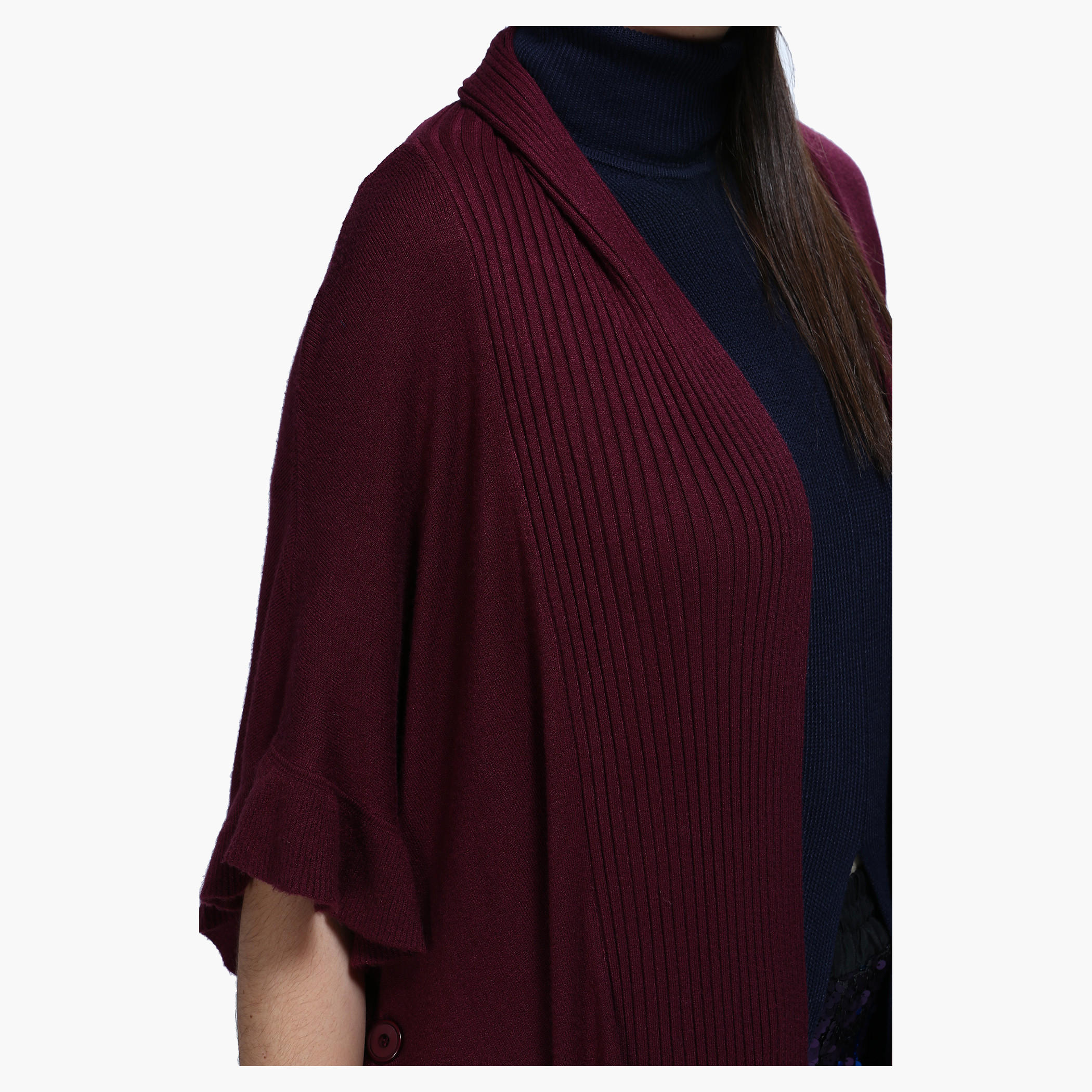 Ribbed Cascade Cardigan with Open Front-women-winterwear-cardigansandjumpers-cardigans-image-2