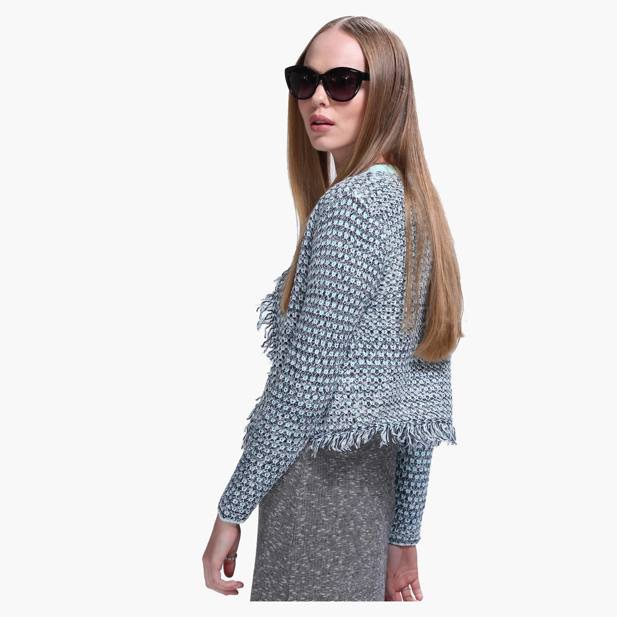 Fringed Knitted Jacket with Open Front-women-winterwear-cardigansandjumpers-cardigans-image-2