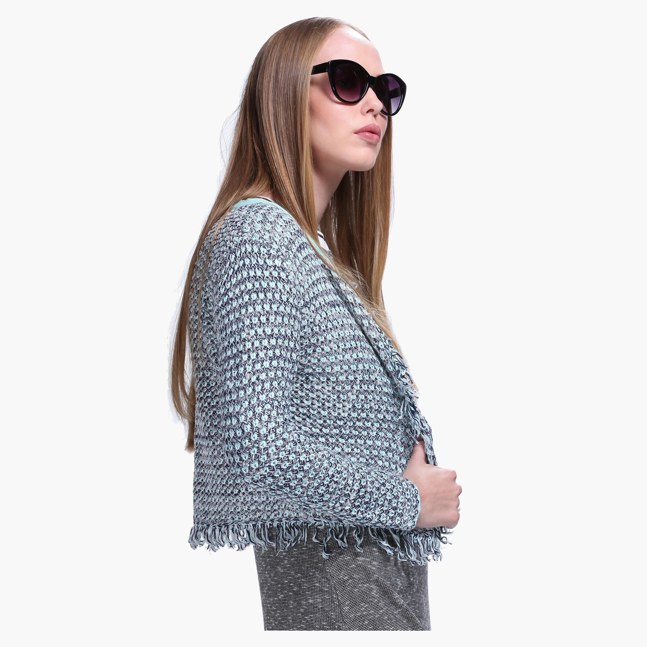 Fringed Knitted Jacket with Open Front-women-winterwear-cardigansandjumpers-cardigans-image-3