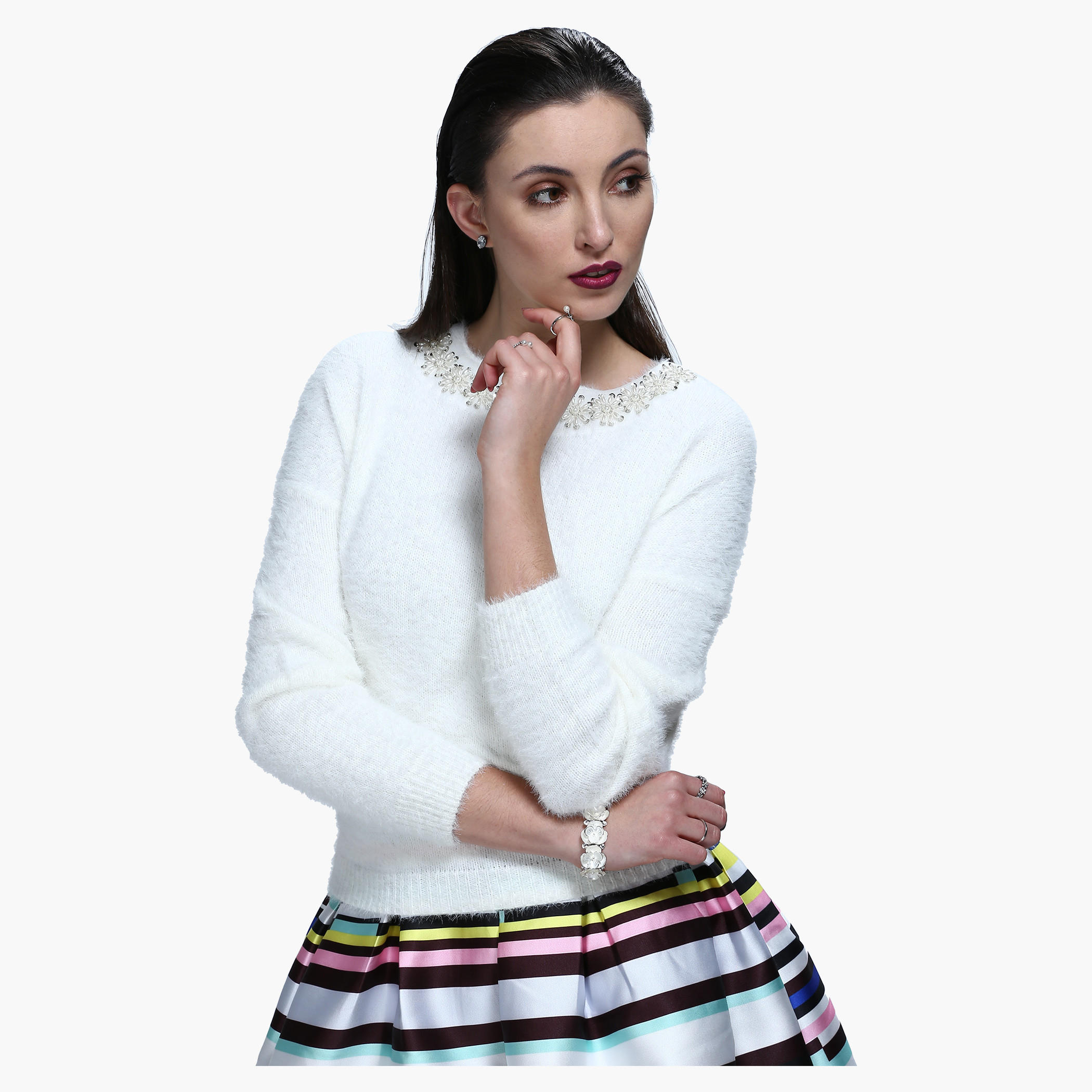 Embellished Round Neck Sweater-women-clothing-cardigansandjumpers-jumpers-image-1