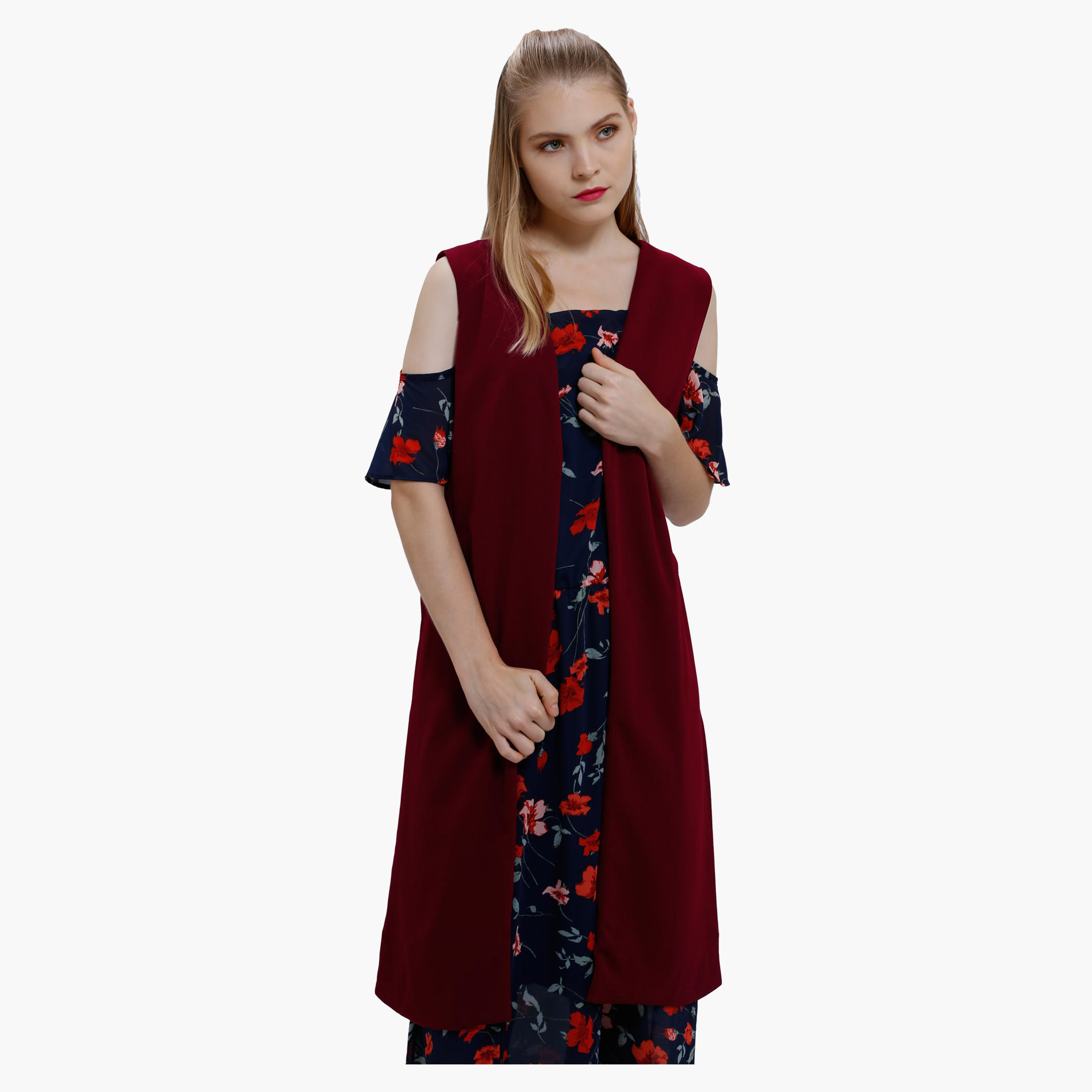 Sleeveless Longline Jacket with Open Front-women-winterwear-cardigansandjumpers-cardigans-image-1
