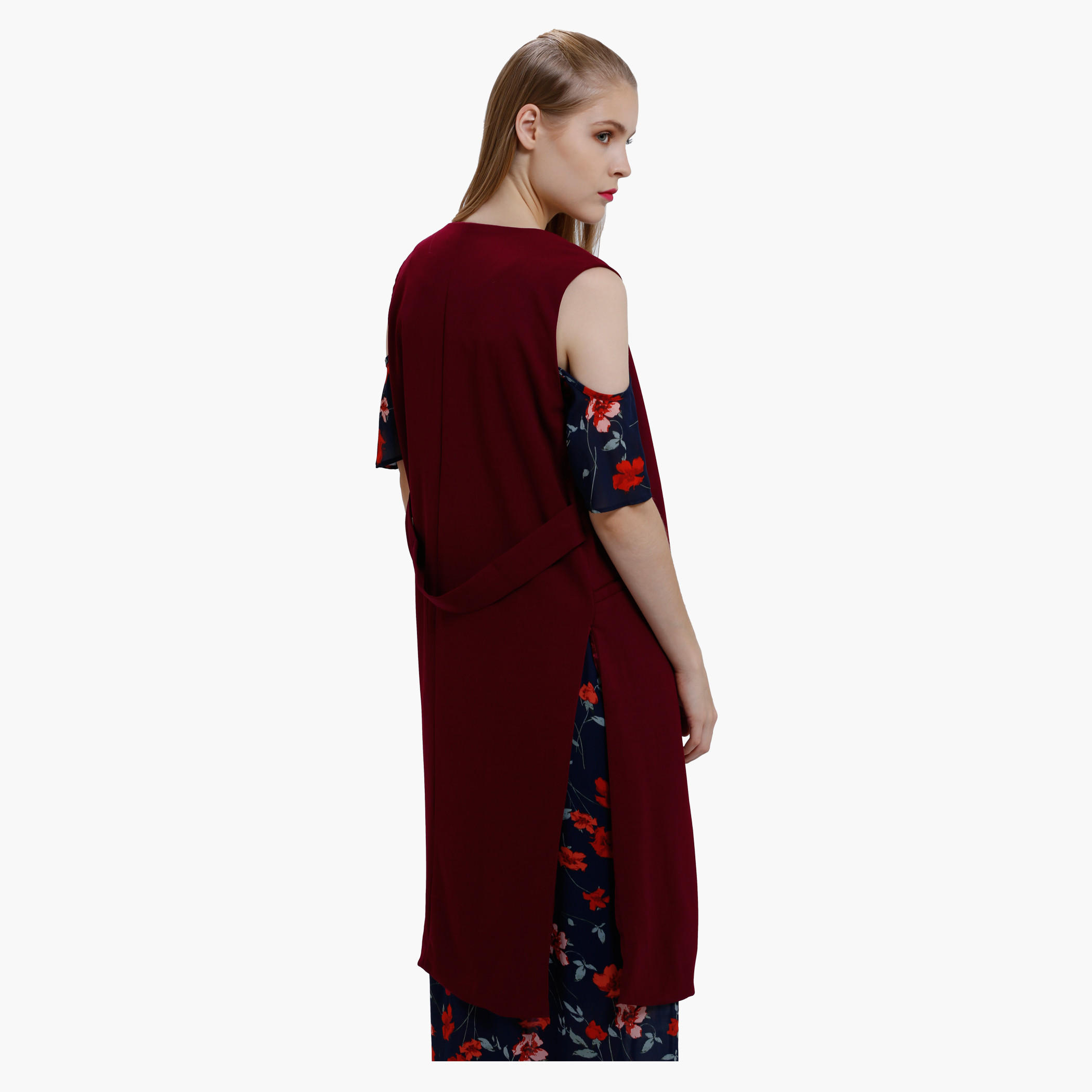 Sleeveless Longline Jacket with Open Front-women-winterwear-cardigansandjumpers-cardigans-image-2