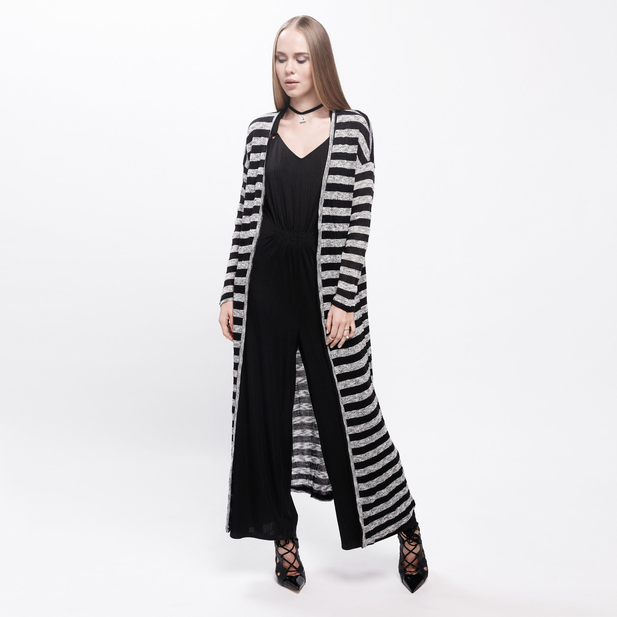 Striped Cardigan with Long Sleeves and Open Front-women-winterwear-cardigansandjumpers-cardigans-image-1