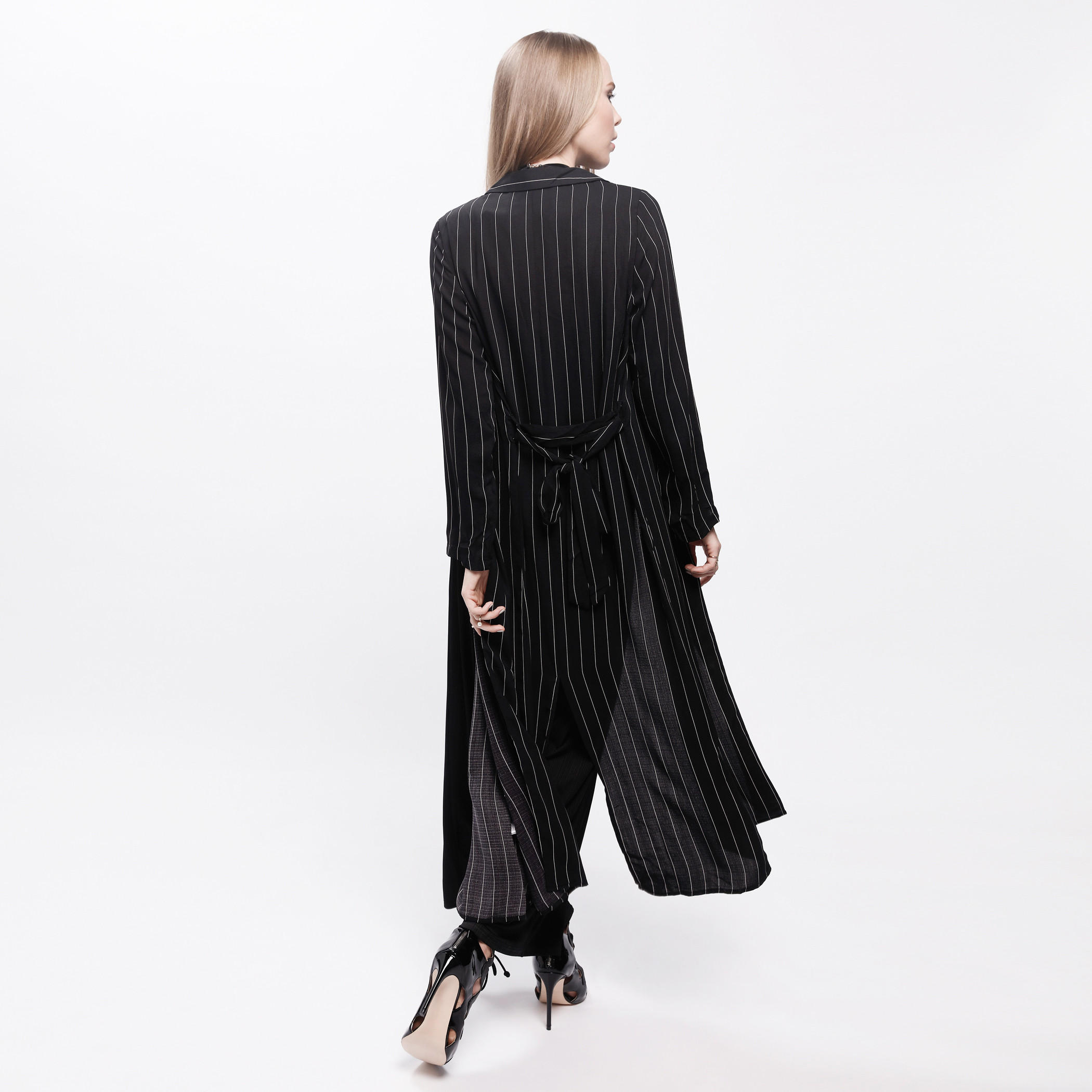 Striped Trench Coat with Tie-Up Back and Long Sleeves-women-winterwear-coatsandjackets-jackets-image-2