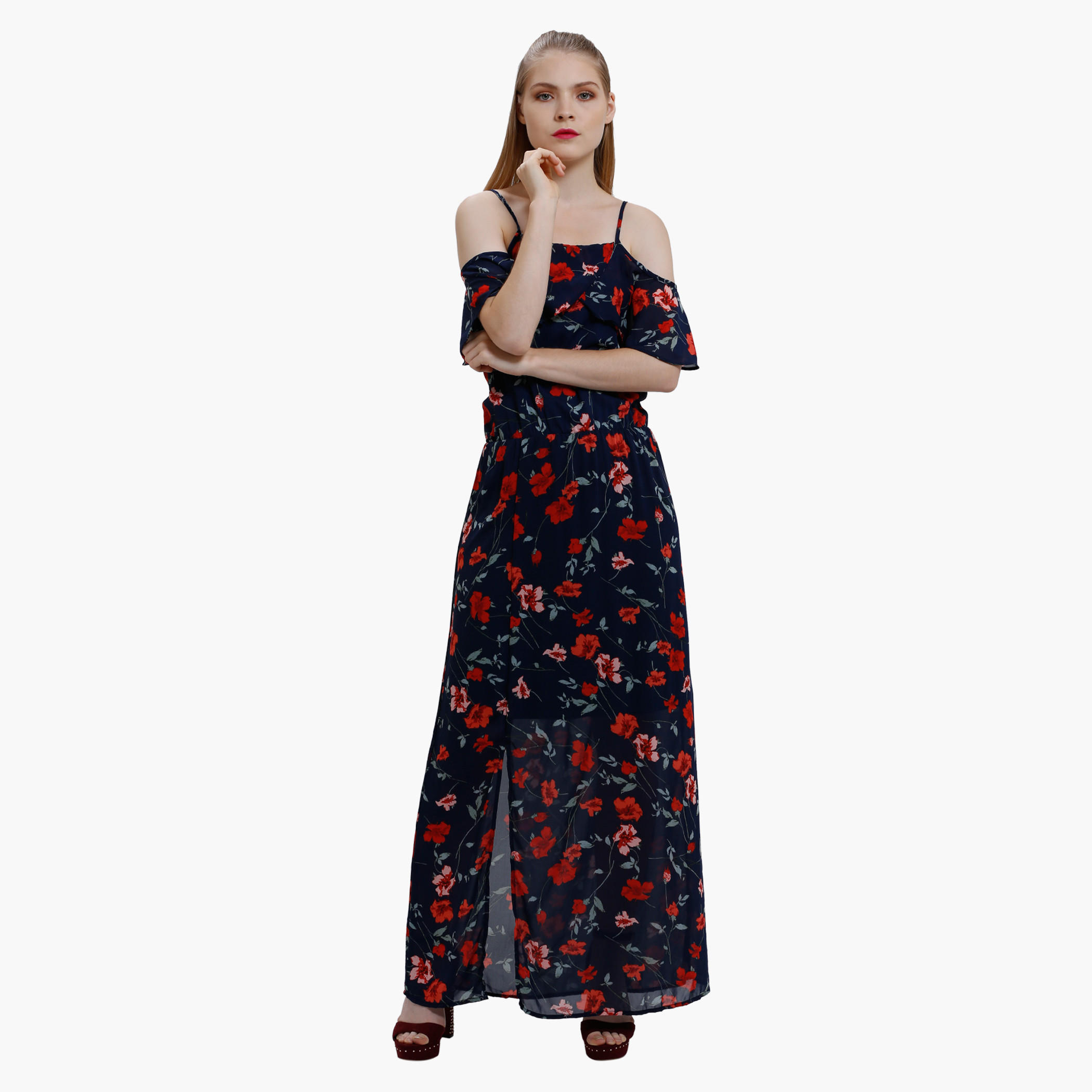 Printed Maxi Dress with Spaghetti Straps-women-clothing-dresses-image-1