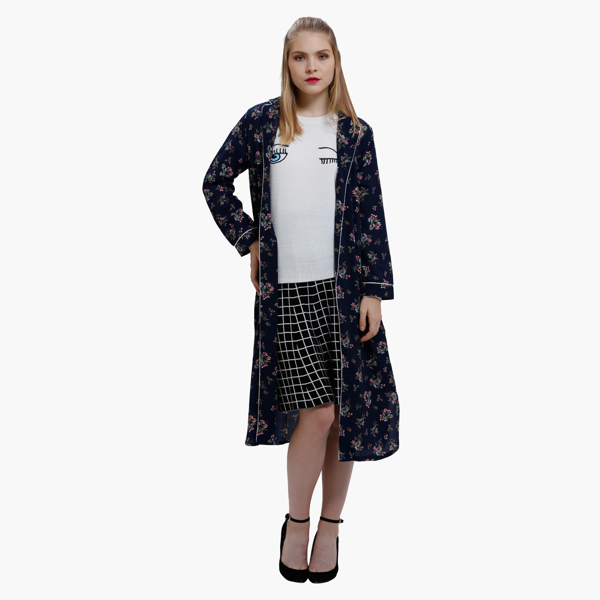 Printed Longline Jacket with Long Sleeves-women-winterwear-cardigansandjumpers-cardigans-image-5