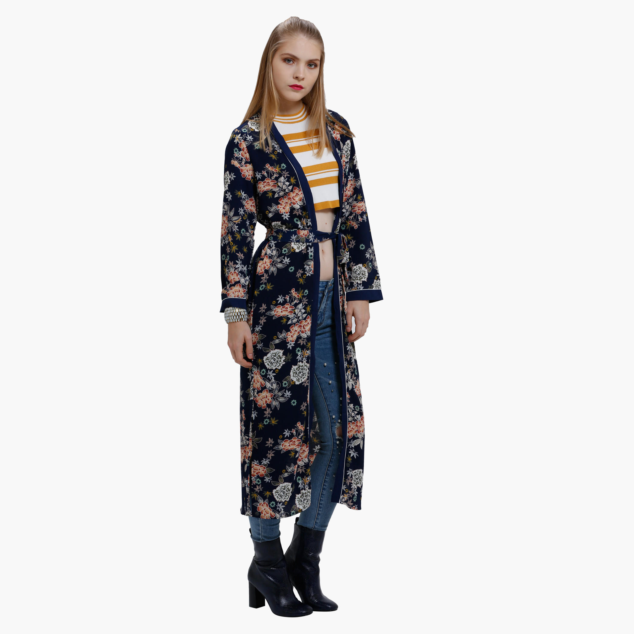 Printed Longline Jacket with Long Sleeves-women-winterwear-cardigansandjumpers-cardigans-image-3