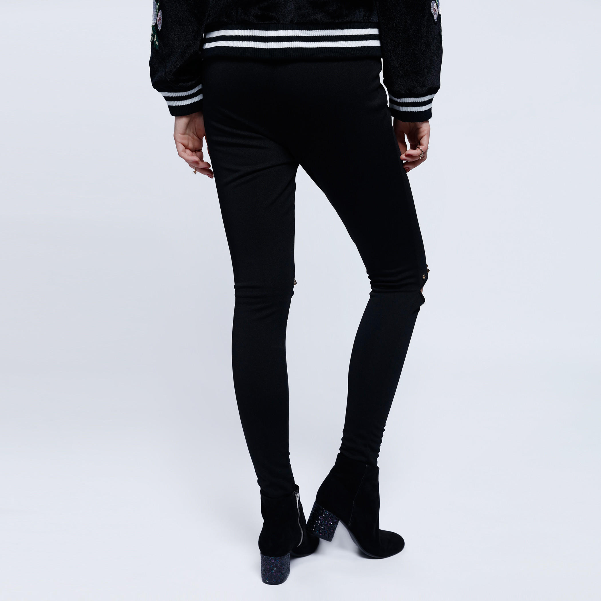 2Xtremz Full Length Pants with Knee Slit and Studded Pattern-women-clothing-bottoms-trousers-image-2