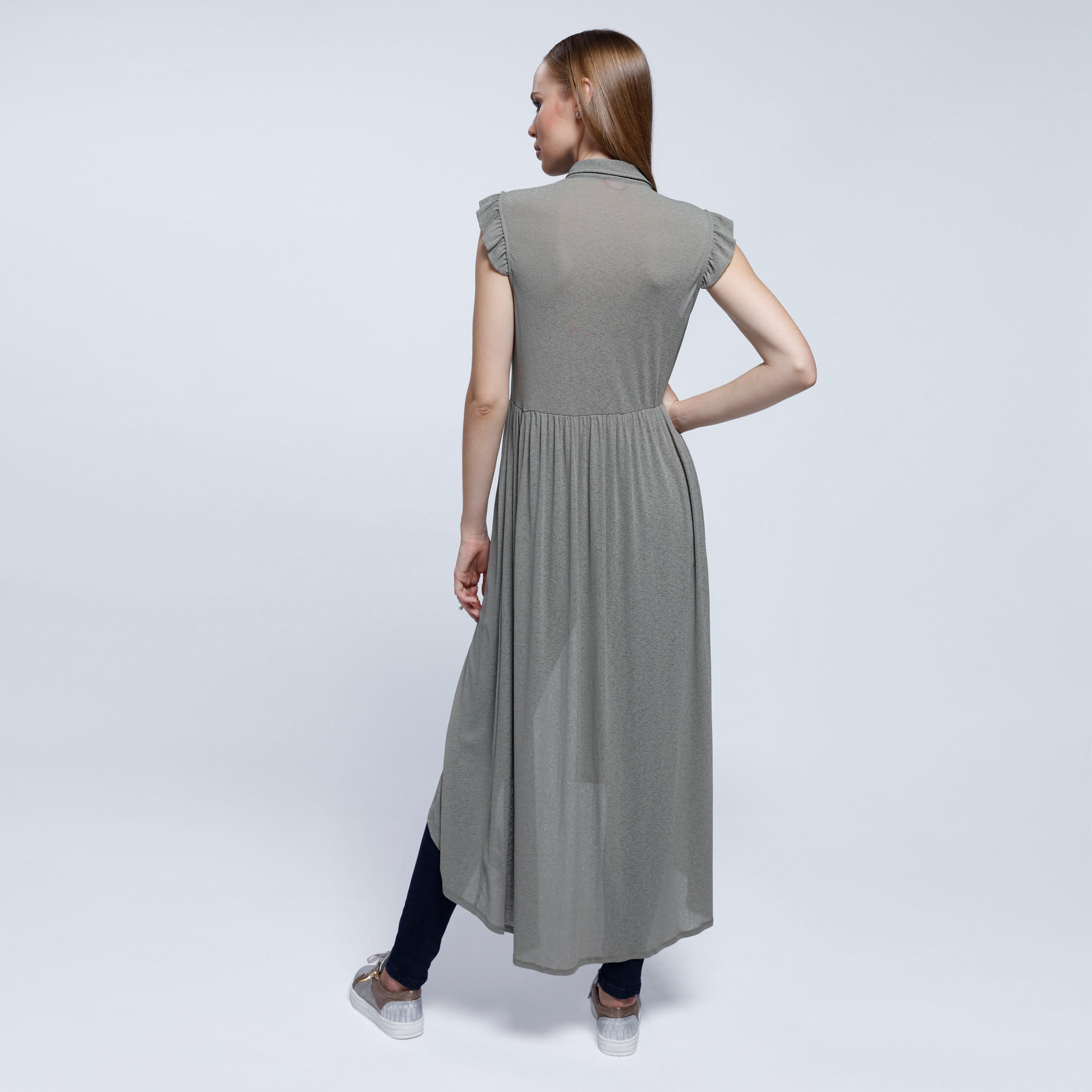 2Xtremz Maxi Shirt Dress with Spread Collar and Button Placket-women-clothing-dresses-image-2