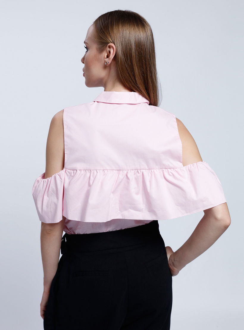 2Xtremz Cold Shoulder Shirt with Ruffle Pattern-women-clothing-shirtsandblouses-blouses-image-4