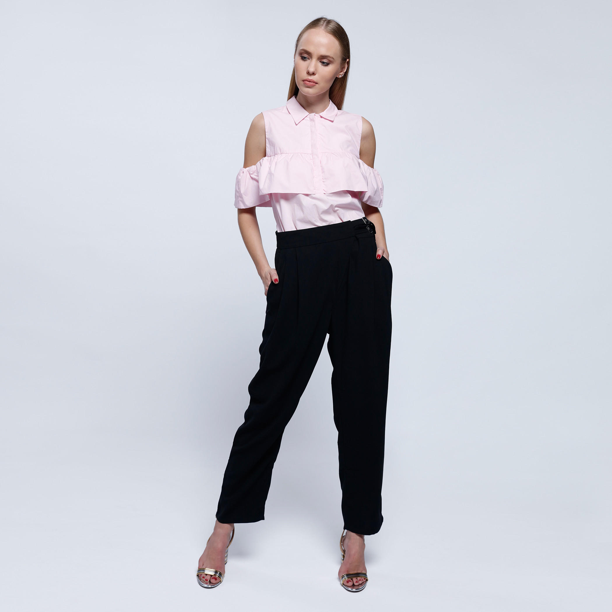 2Xtremz Cold Shoulder Shirt with Ruffle Pattern-women-clothing-shirtsandblouses-blouses-image-1