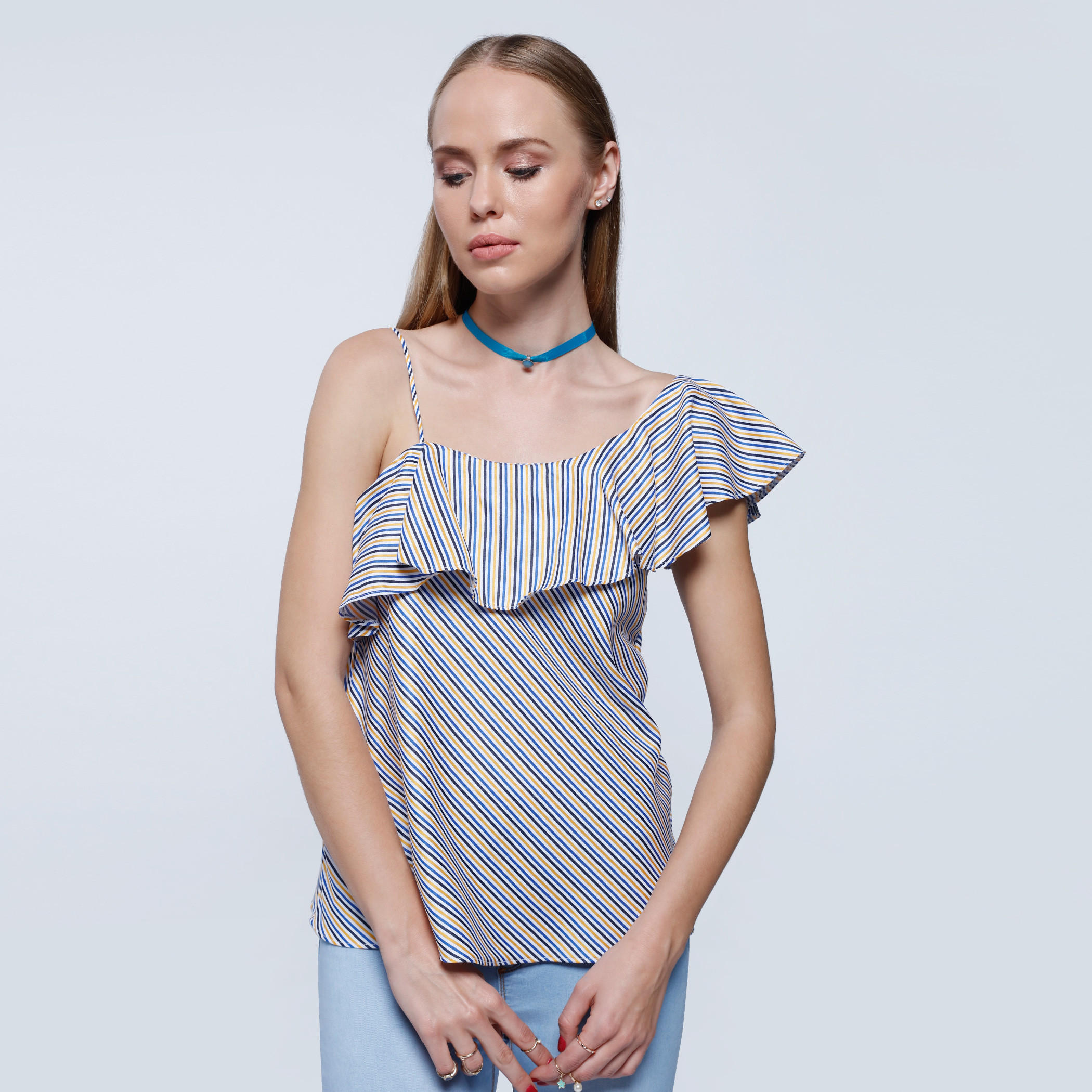2Xtremz Striped One Shoulder Top with Ruffle Pattern-women-clothing-shirtsandblouses-blouses-image-5