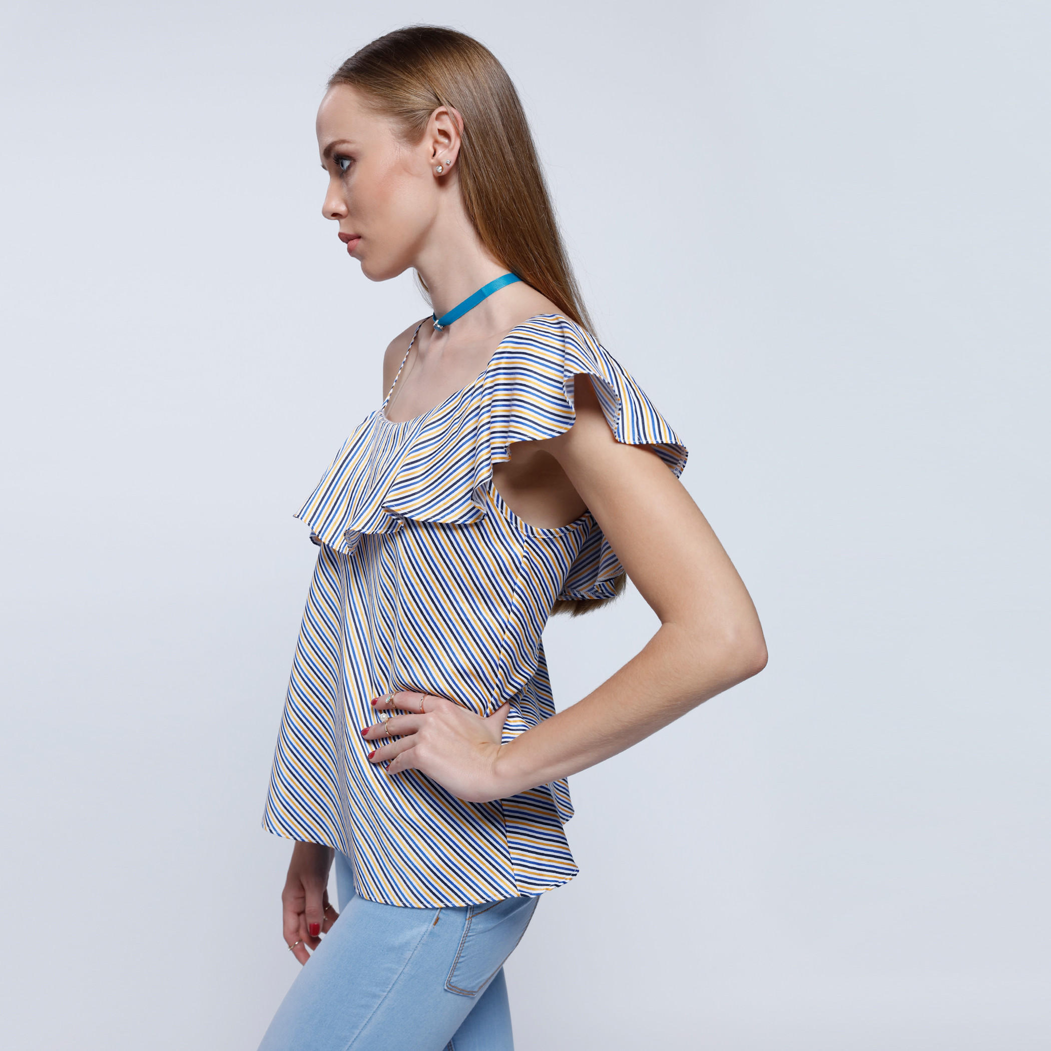 2Xtremz Striped One Shoulder Top with Ruffle Pattern-women-clothing-shirtsandblouses-blouses-image-3