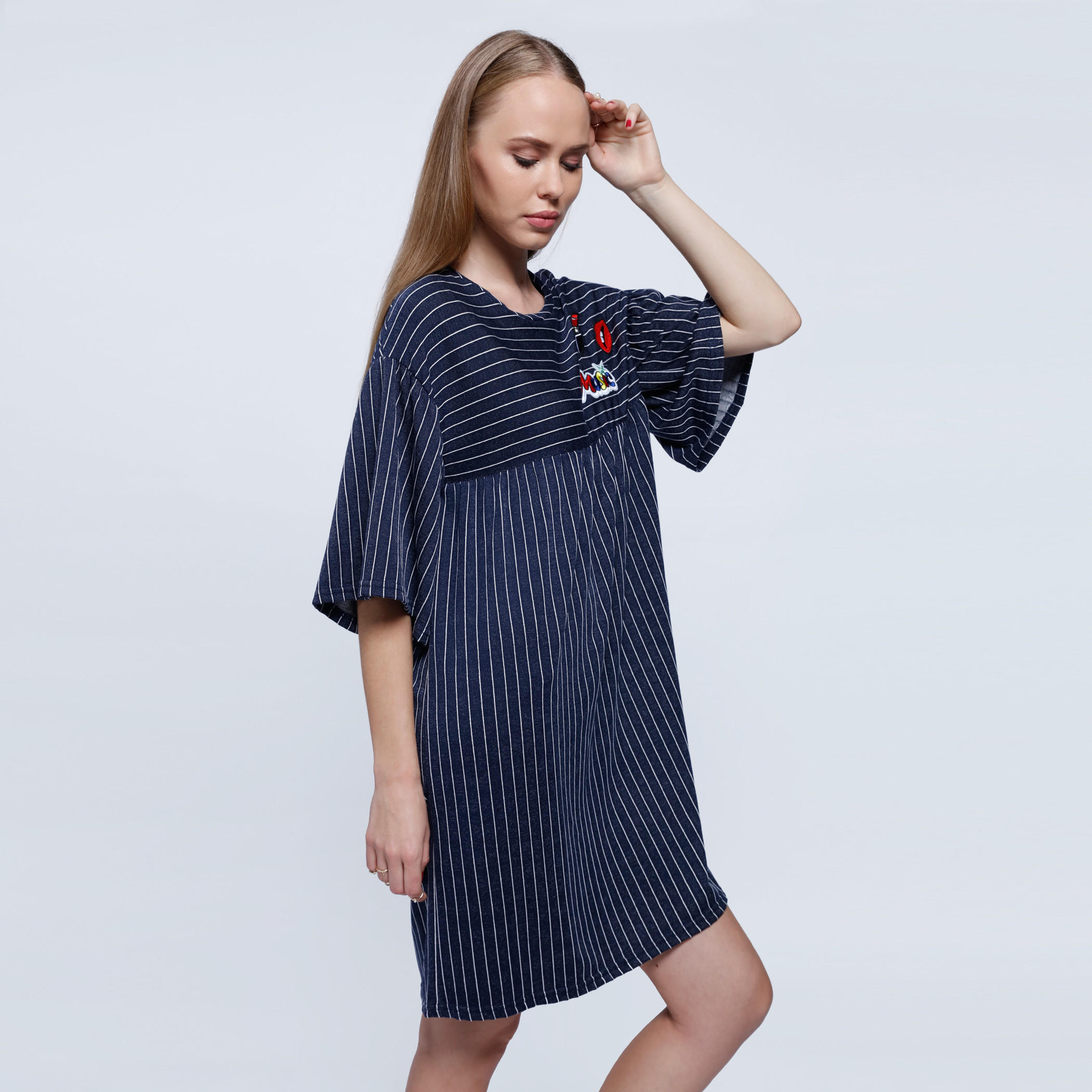 2Xtremz Striped Boxy Dress with Round Neck -women-clothing-dresses-image-3
