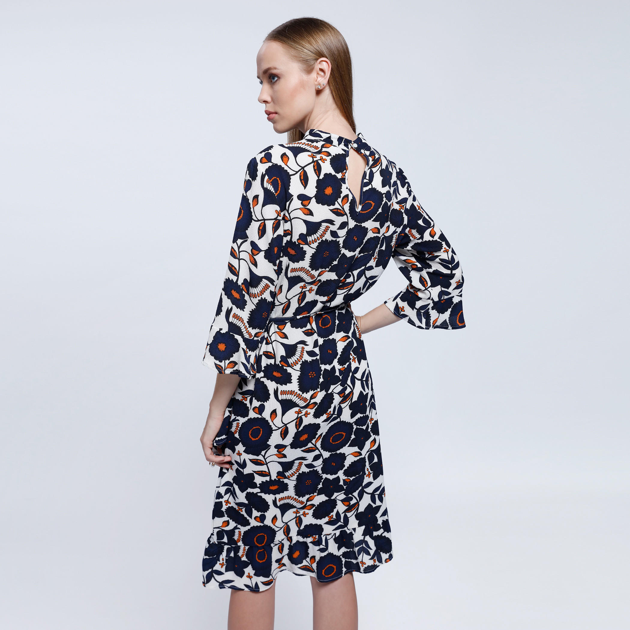 2Xtremz Floral Print Long Dress with 3/4 Sleeves-women-clothing-dresses-image-2