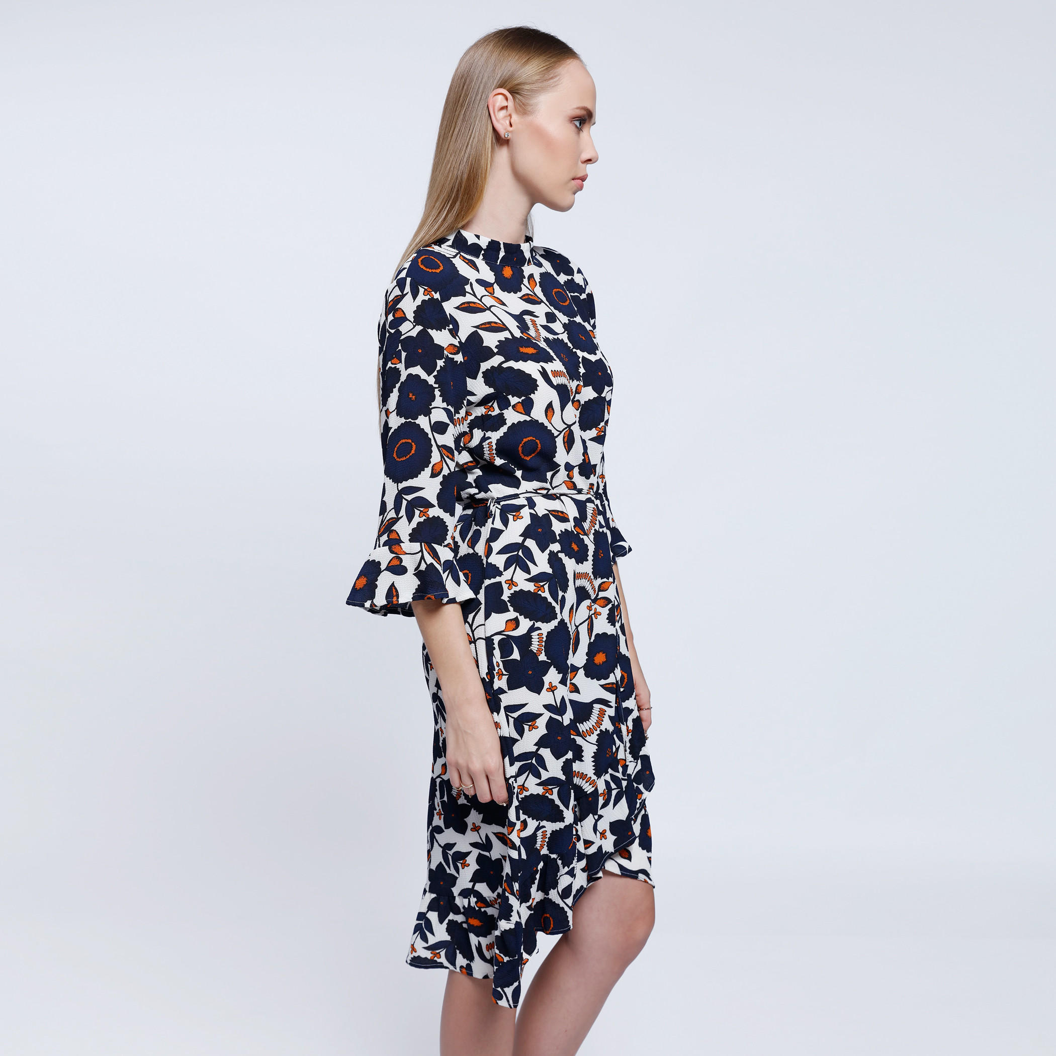 2Xtremz Floral Print Long Dress with 3/4 Sleeves-women-clothing-dresses-image-3