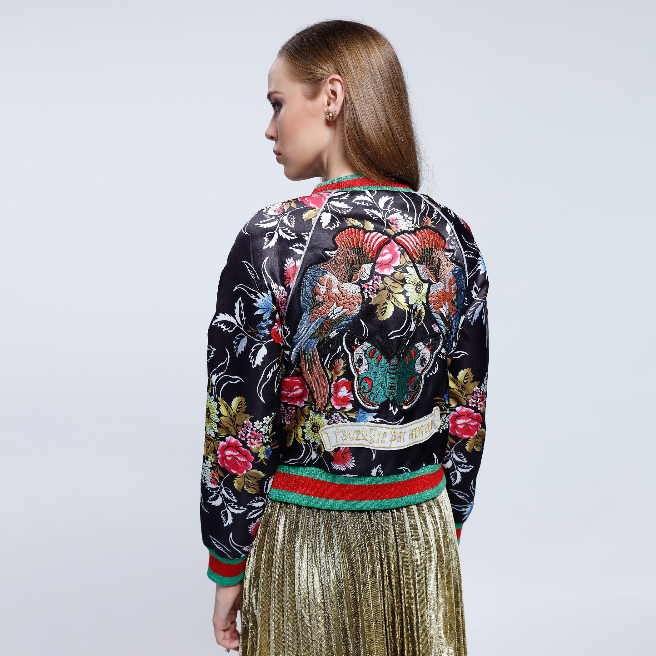 2Xtremz Printed Blouson Jacket with Embroidery Applique and Long Sleeves-women-winterwear-coatsandjackets-jackets-image-2