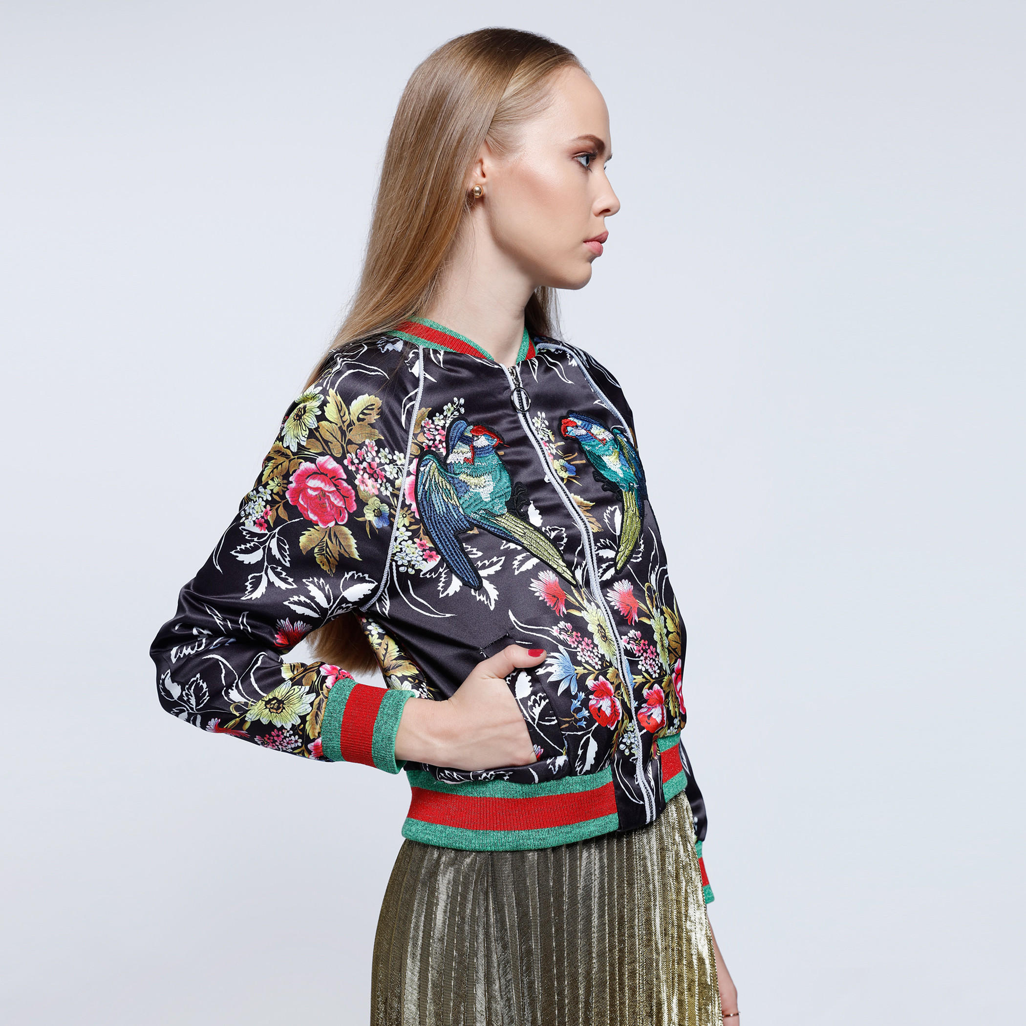 2Xtremz Printed Blouson Jacket with Embroidery Applique and Long Sleeves-women-winterwear-coatsandjackets-jackets-image-3