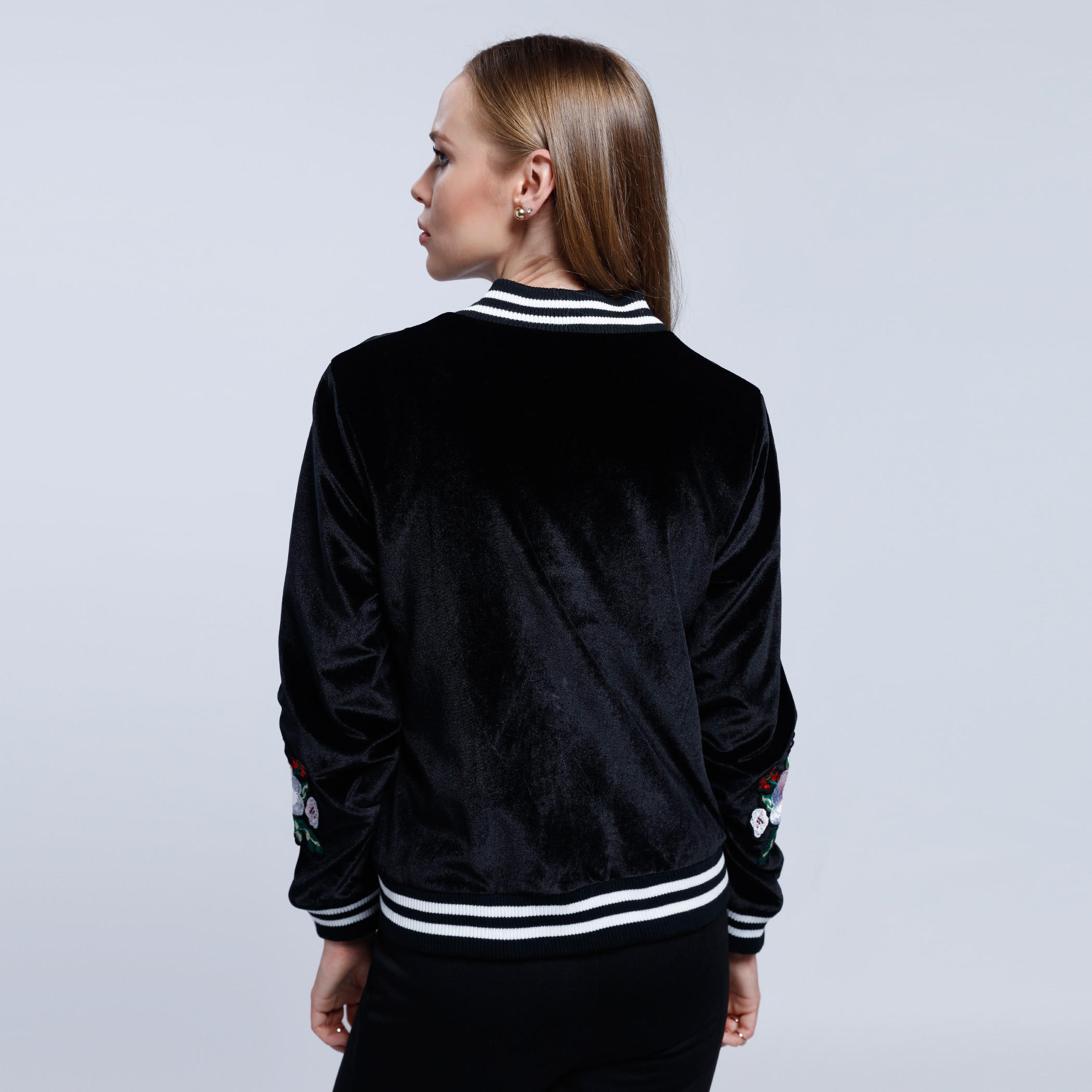 2Xtremz Velour Blouson Jacket with Zip Closure and Long Sleeves-women-winterwear-coatsandjackets-jackets-image-2