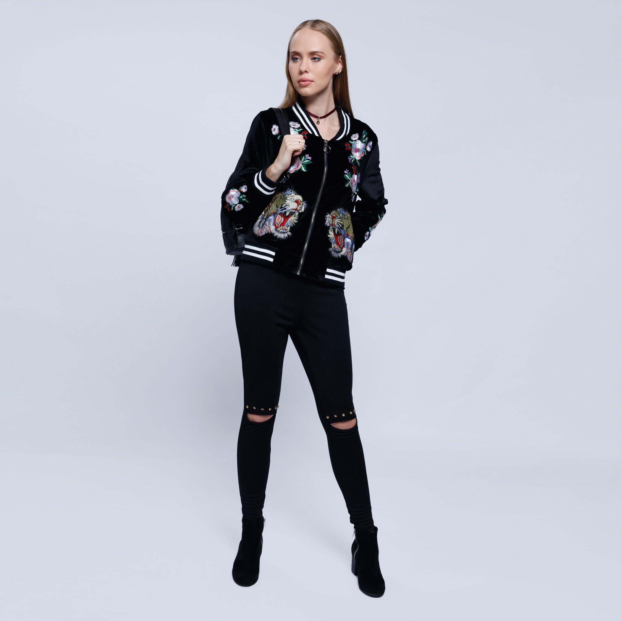 2Xtremz Velour Blouson Jacket with Zip Closure and Long Sleeves-women-winterwear-coatsandjackets-jackets-image-5