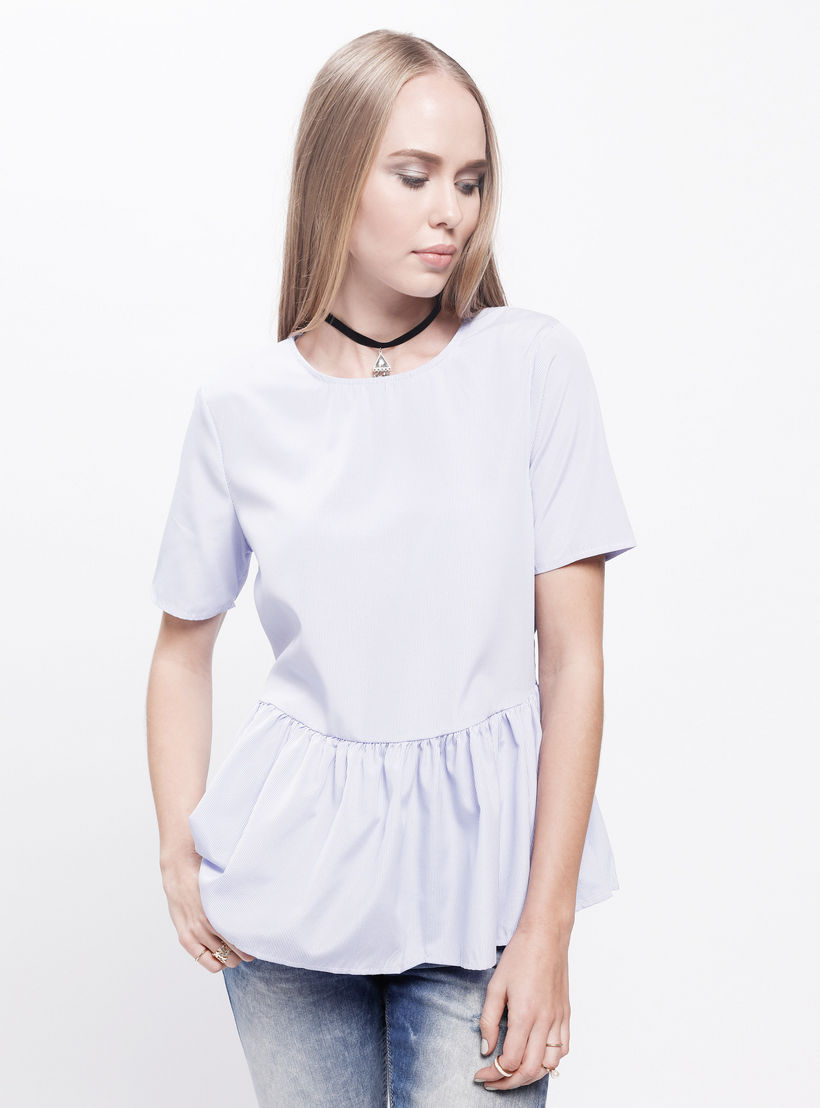 Round Neck Top with Short Sleeves and Tie-Up Back-women-clothing-shirtsandblouses-blouses-image-5