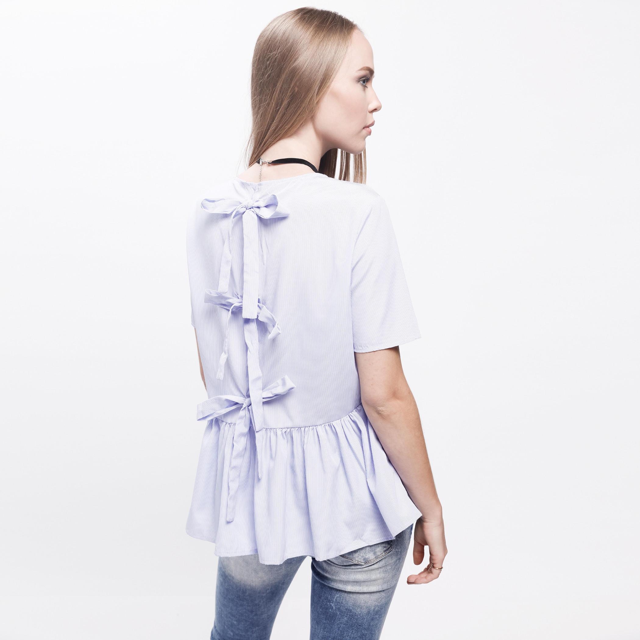 Round Neck Top with Short Sleeves and Tie-Up Back-women-clothing-shirtsandblouses-blouses-image-4