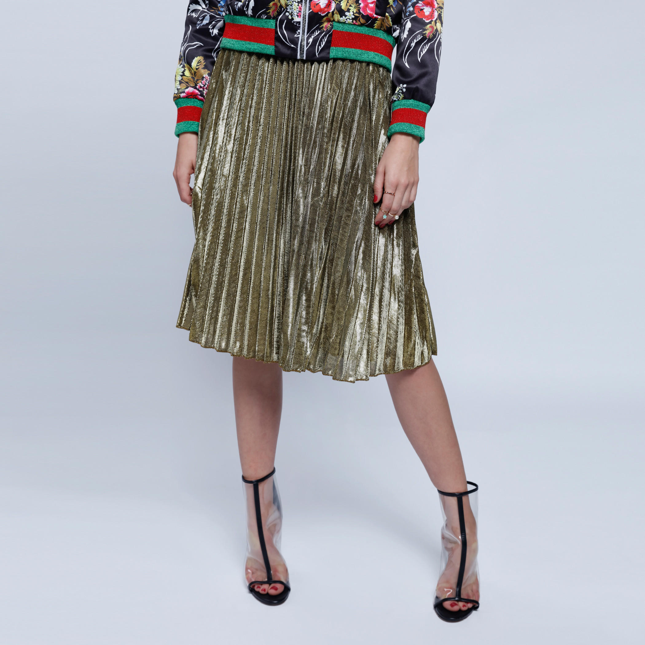 2Xtremz Shiny Pleated Skirt with Elasticised Waistband-women-clothing-bottoms-skirts-image-1