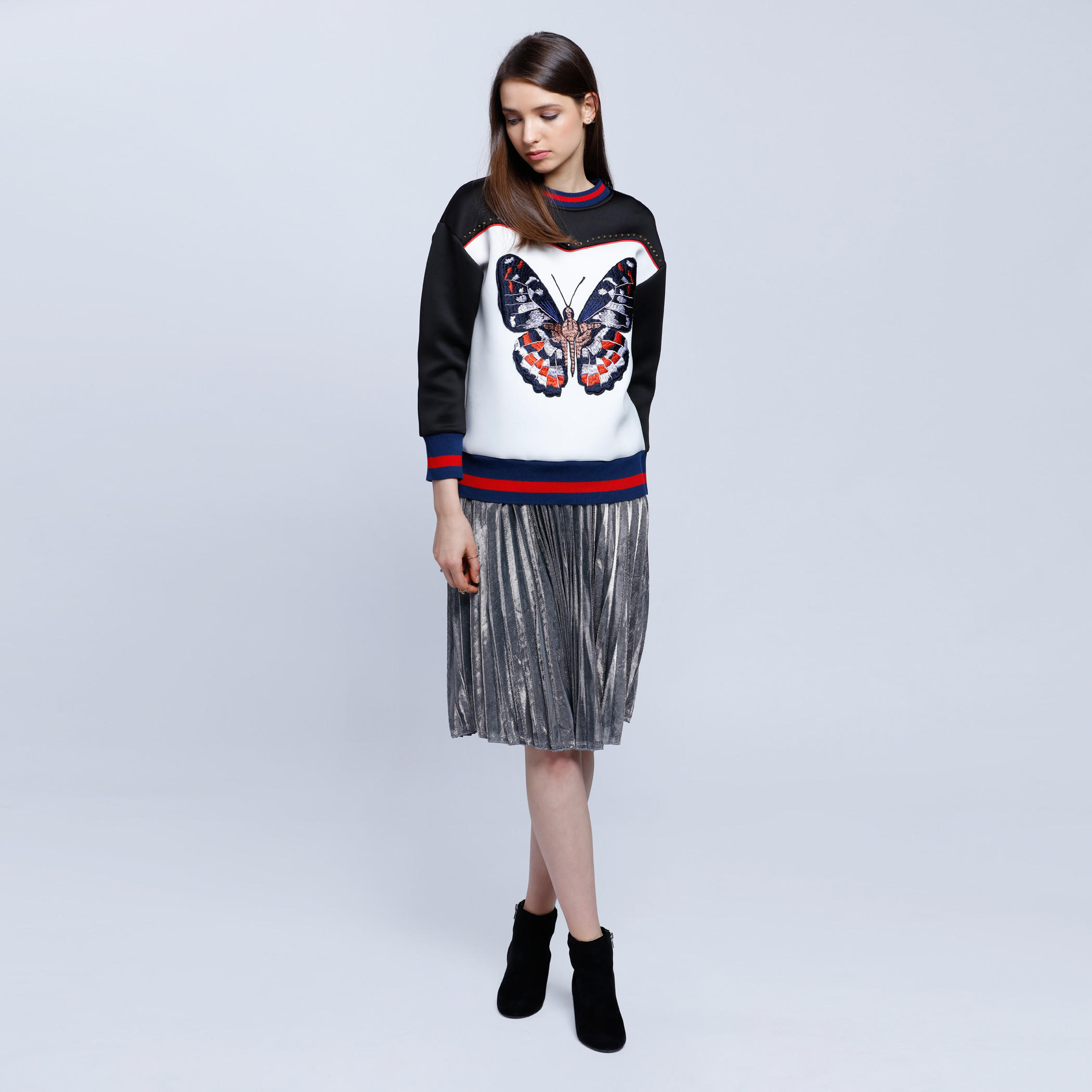 Shiny Lurex Pleated Skirt-women-clothing-bottoms-skirts-image-1