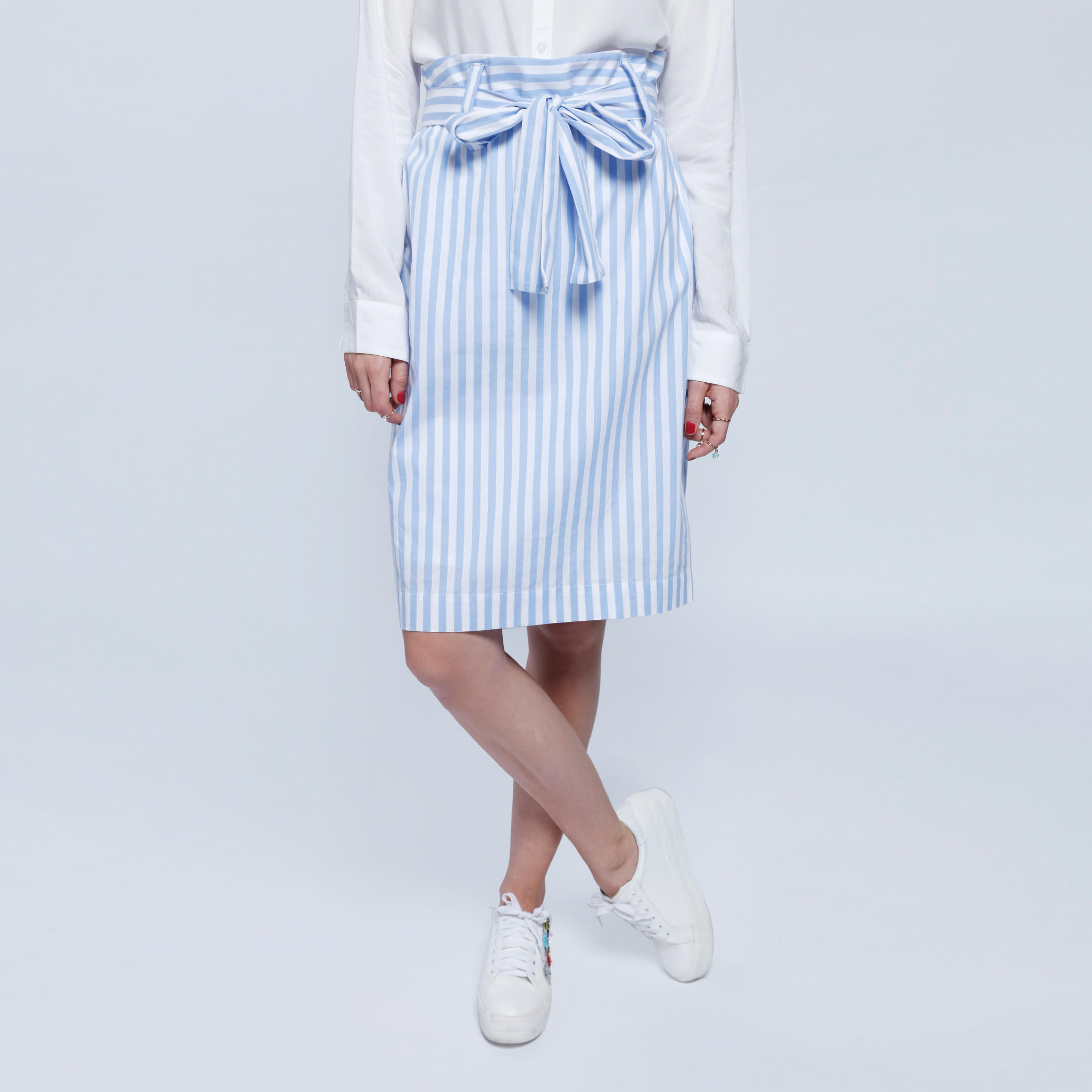 2Xtremz Striped Skirt with Tie Up Belt-women-clothing-bottoms-skirts-image-1