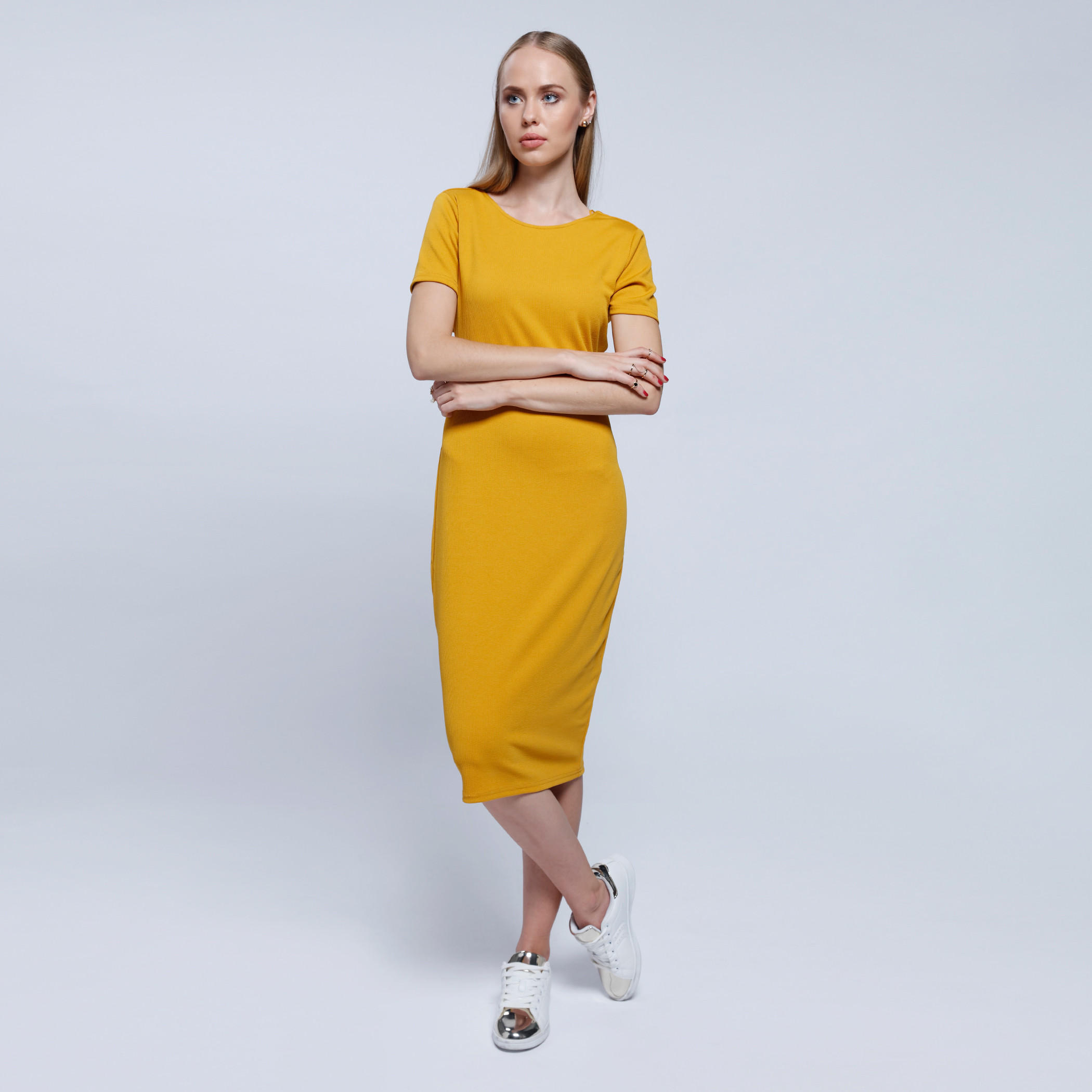 2Xtremz Bodycon Maxi Dress With Round Neck and Short Sleeves-women-clothing-dresses-image-1