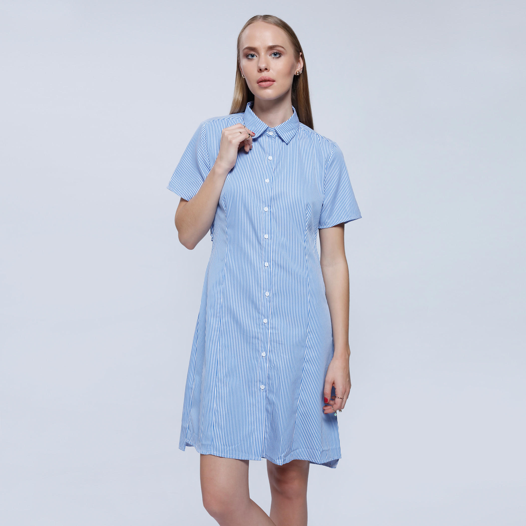 2Xtremz Shirt Dress with Twist Back Detail and Short Sleeves-women-clothing-dresses-image-1