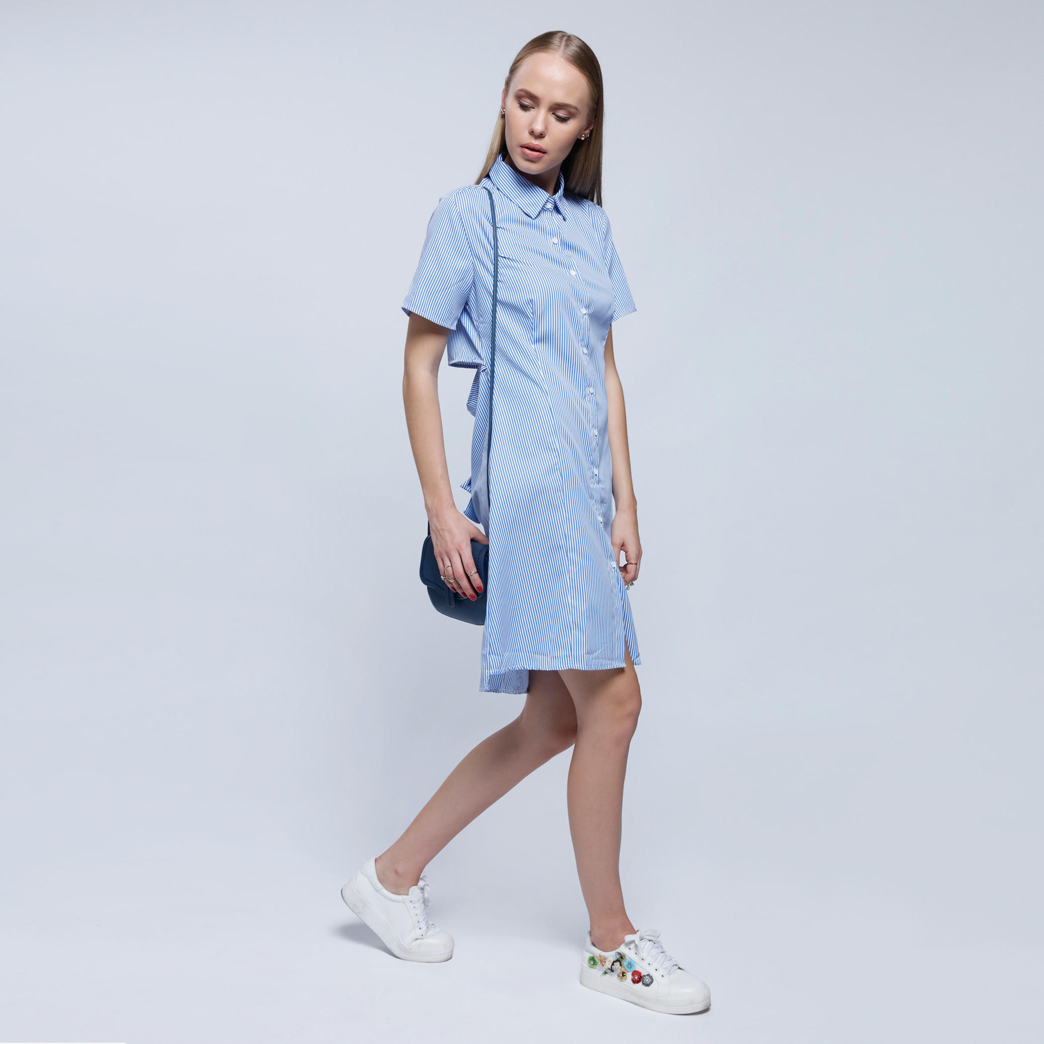2Xtremz Shirt Dress with Twist Back Detail and Short Sleeves-women-clothing-dresses-image-5