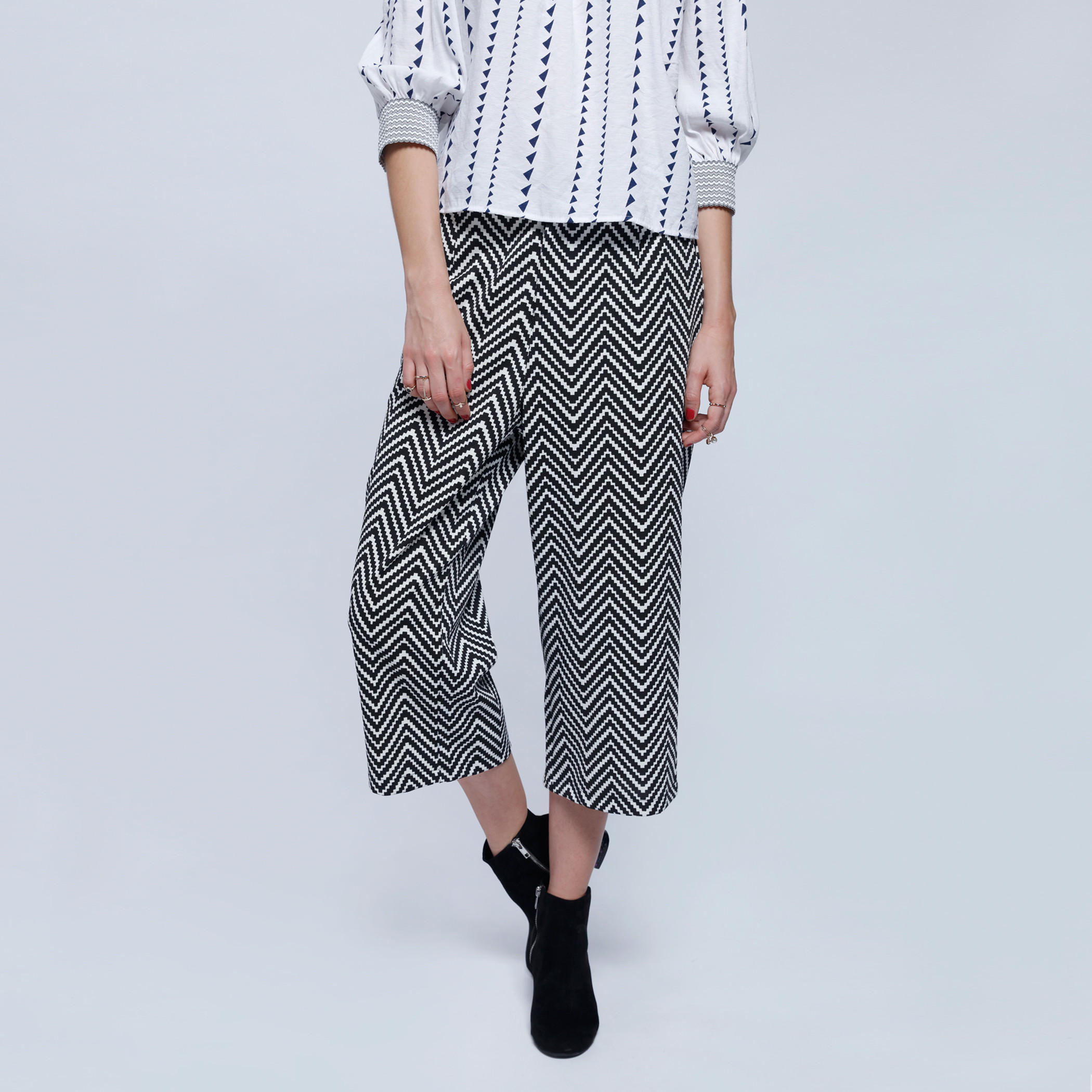2Xtremz Chevron Print Culotte Pants with Button Closure-women-clothing-bottoms-trousers-image-1