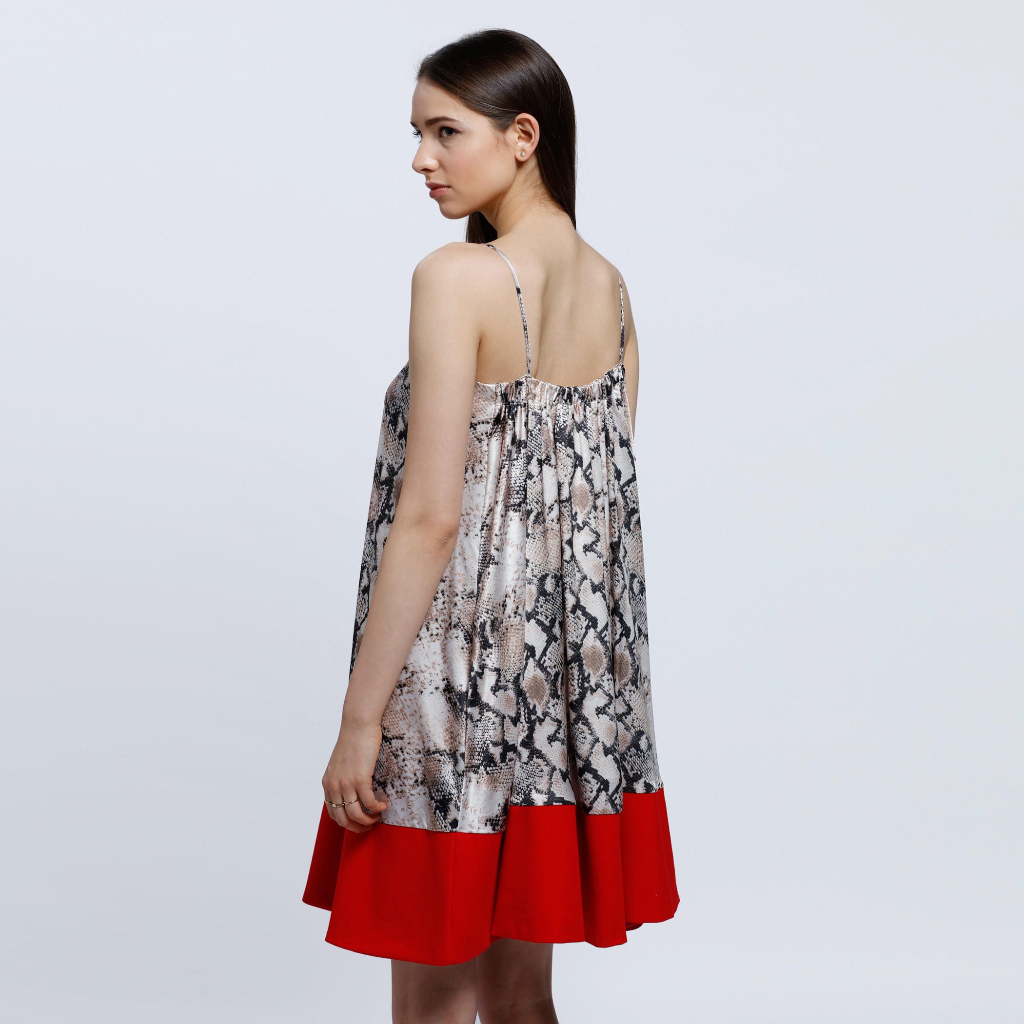 Animal Print Halter Neck Dress with Color Block At Hem-women-clothing-dresses-image-2