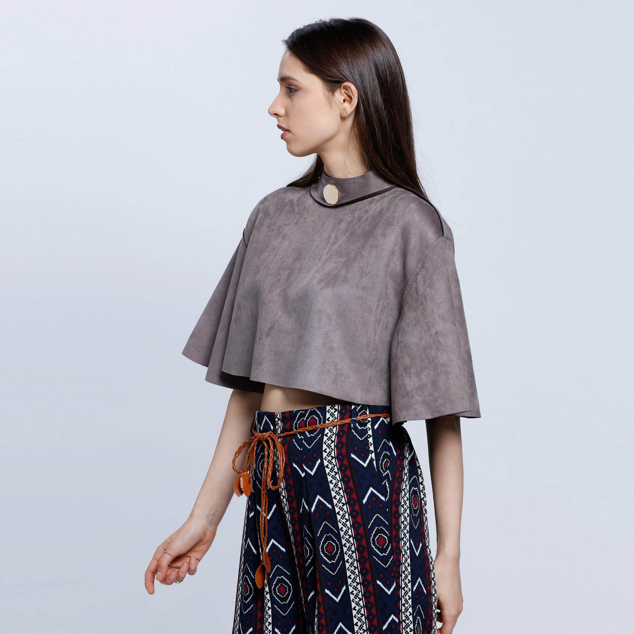 Crop Suede Boxy Top with Button Embellishment-women-clothing-shirtsandblouses-blouses-image-8