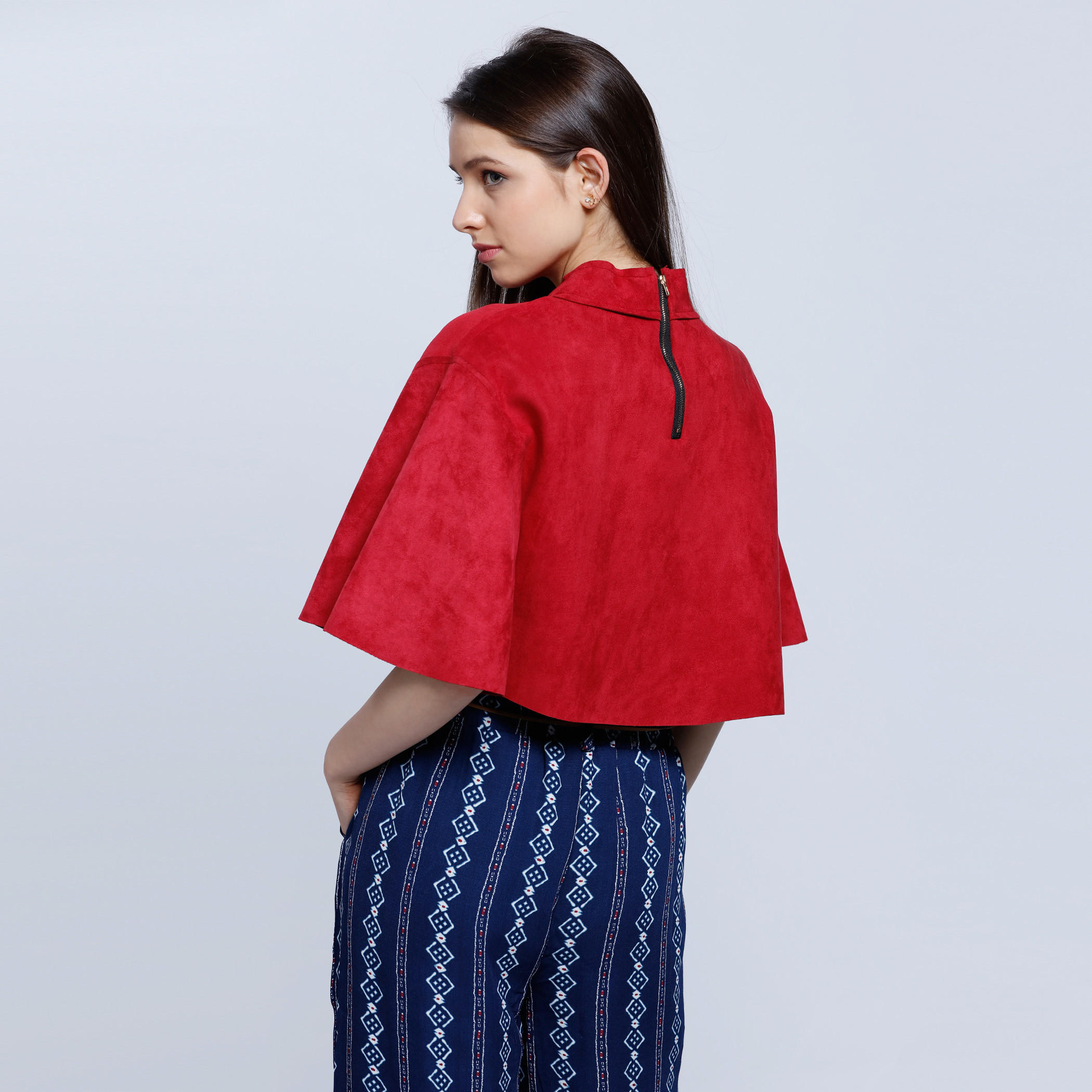 Crop Suede Boxy Top with Button Embellishment-women-clothing-shirtsandblouses-blouses-image-4