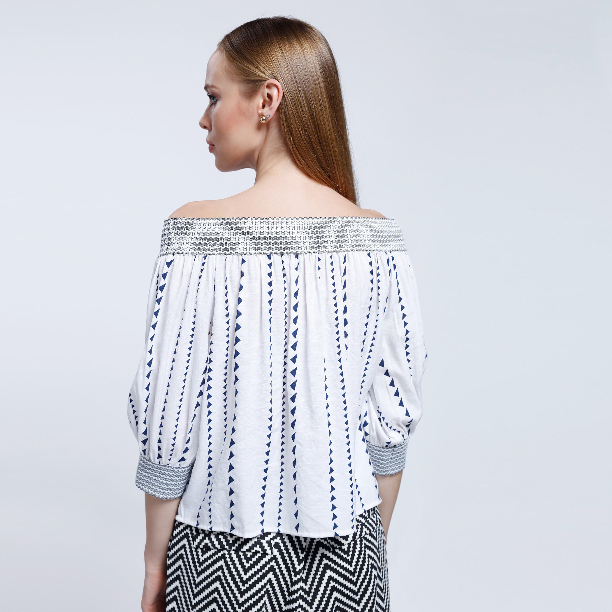 2Xtremz Geometric Print Off Shoulder Top with 3/4 Sleeves-women-clothing-shirtsandblouses-blouses-image-2