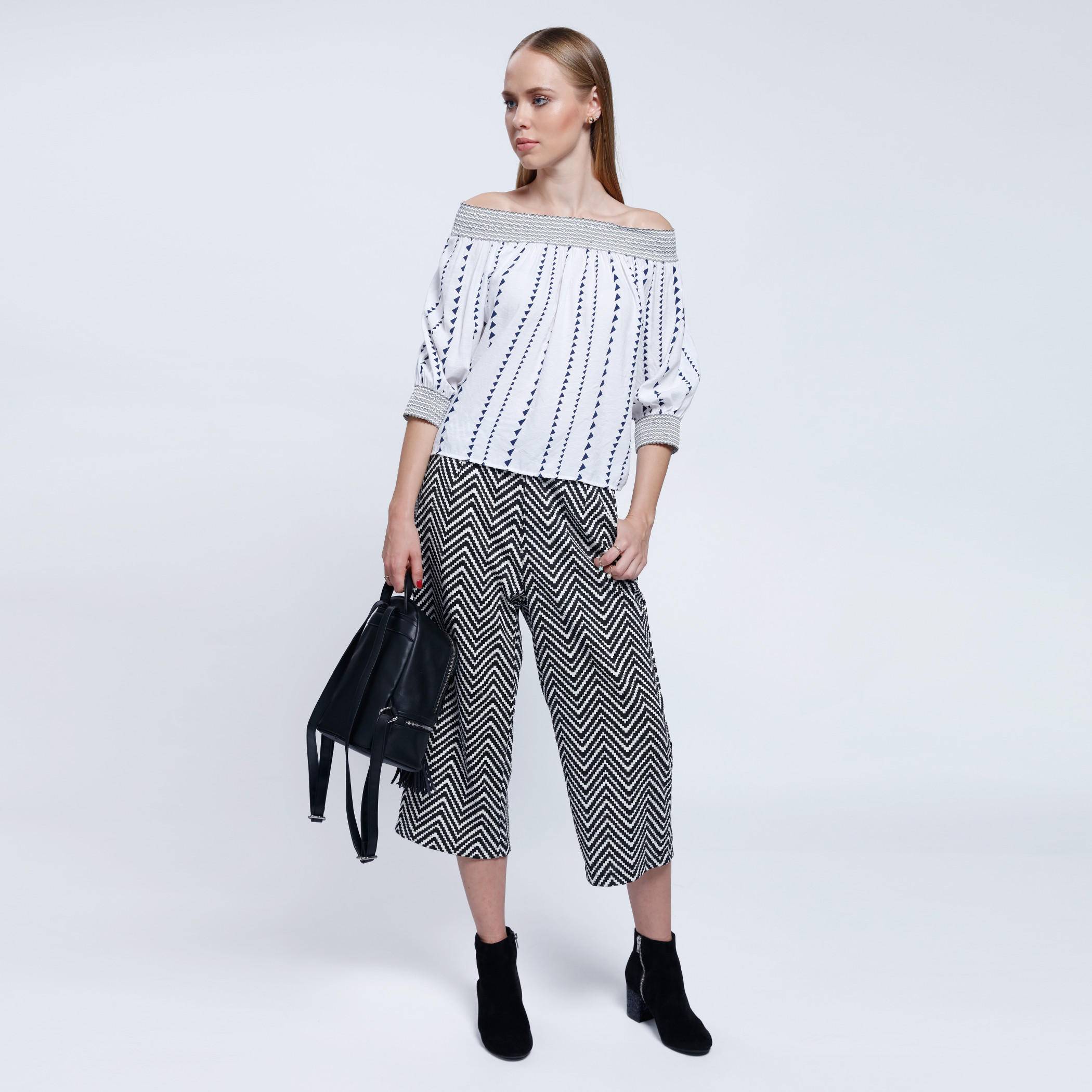 2Xtremz Geometric Print Off Shoulder Top with 3/4 Sleeves-women-clothing-shirtsandblouses-blouses-image-5