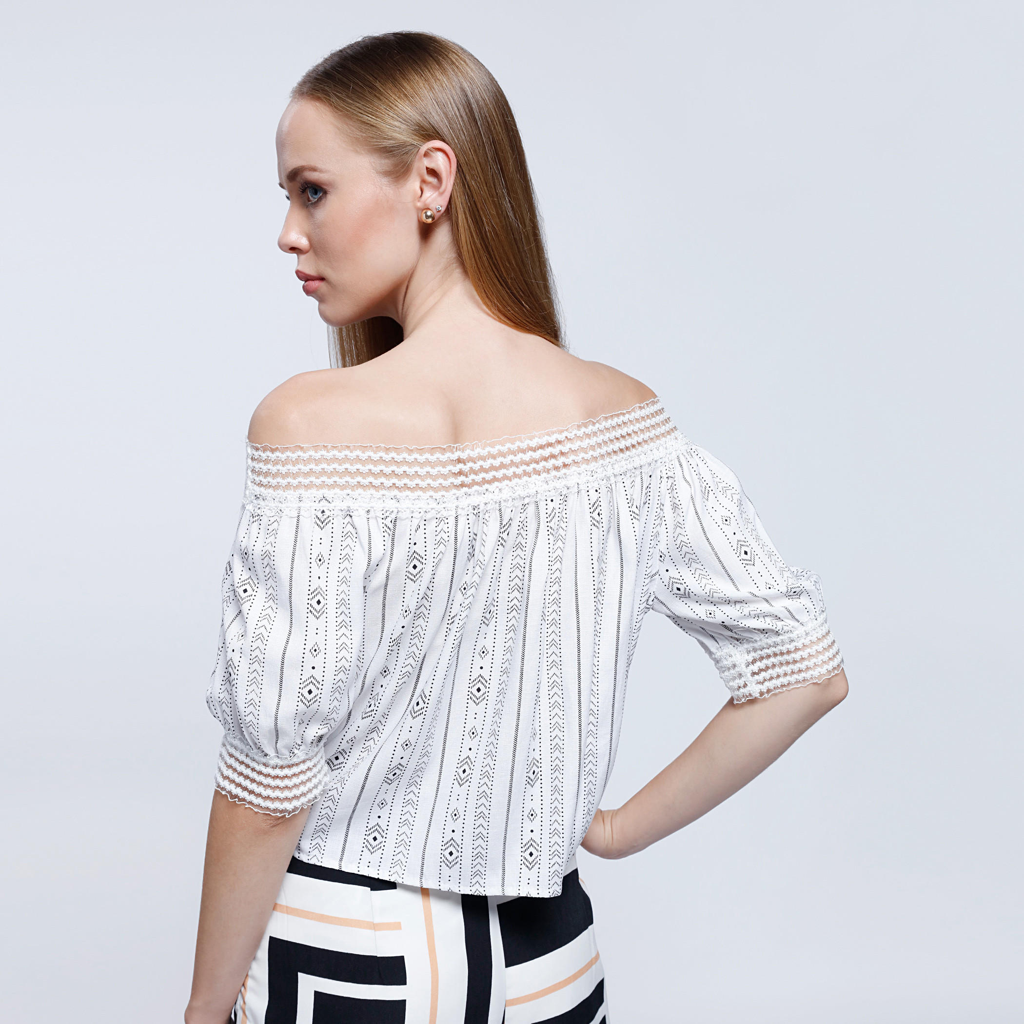 2Xtremz Lace Yoke Off Shoulder Top with 3/4 Sleeves-women-clothing-shirtsandblouses-blouses-image-2