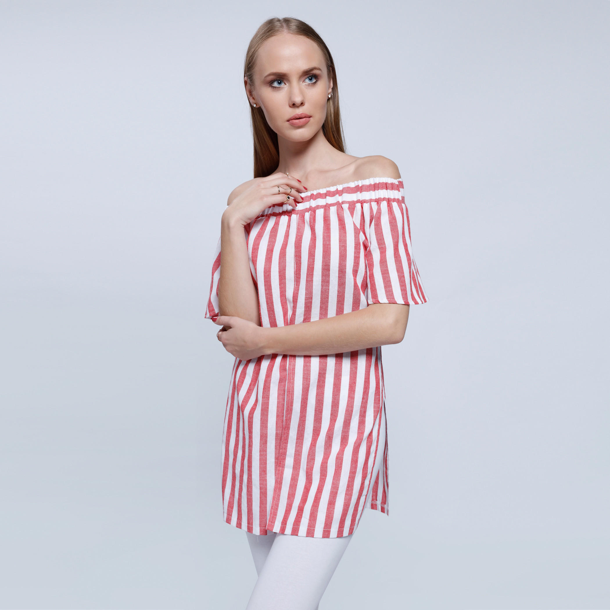 2Xtremz Striped Off Shoulder Top with Slits-women-clothing-shirtsandblouses-blouses-image-1