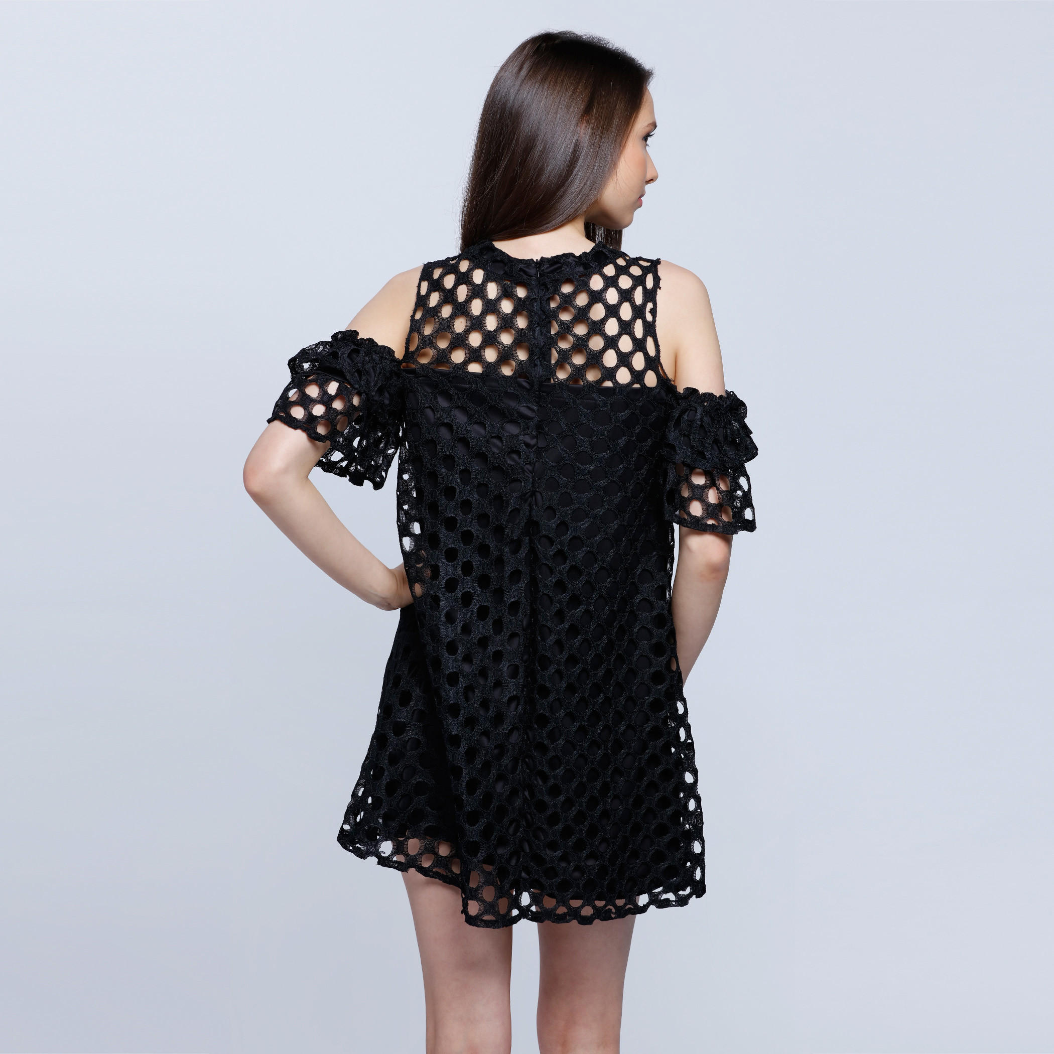 Open Knit Cut-Out Shoulder Dress-women-clothing-dresses-image-2