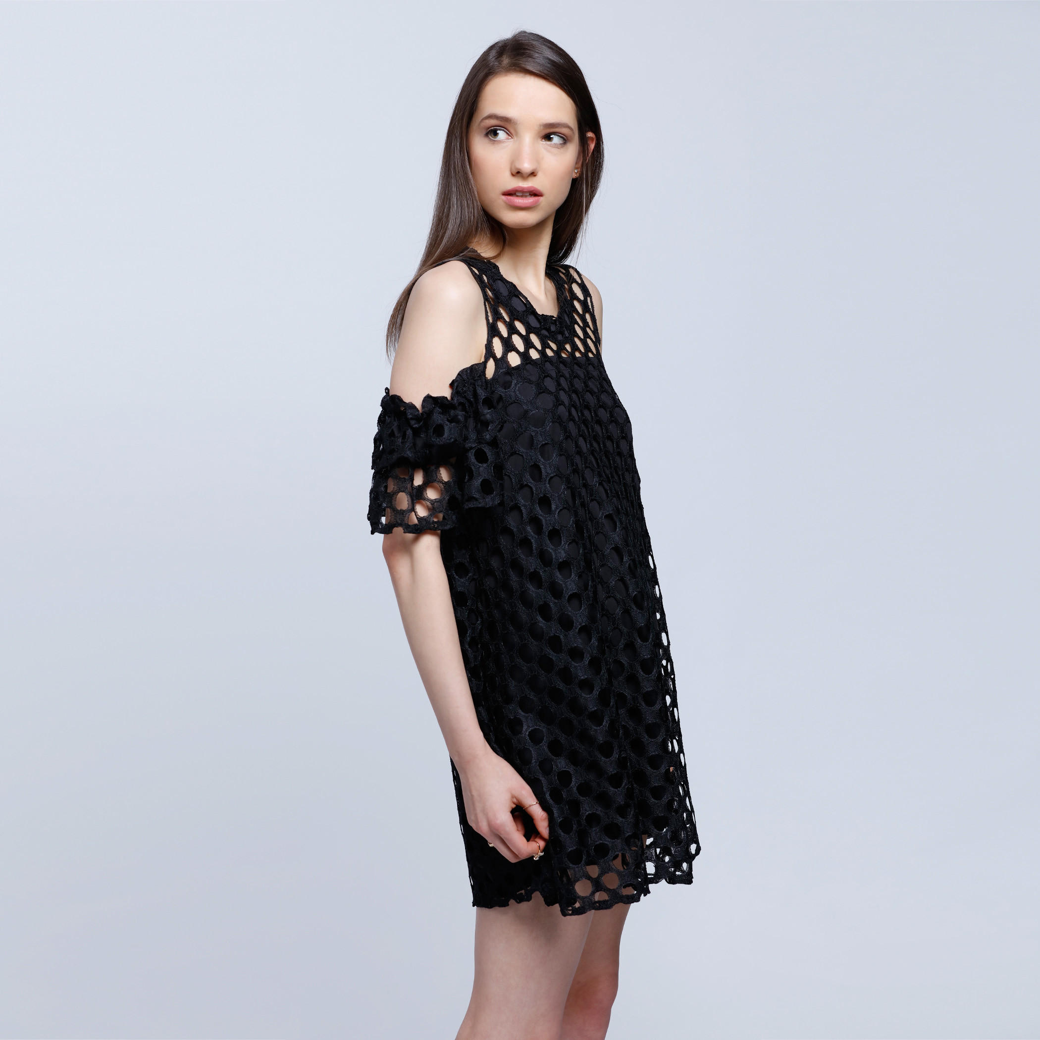Open Knit Cut-Out Shoulder Dress-women-clothing-dresses-image-3