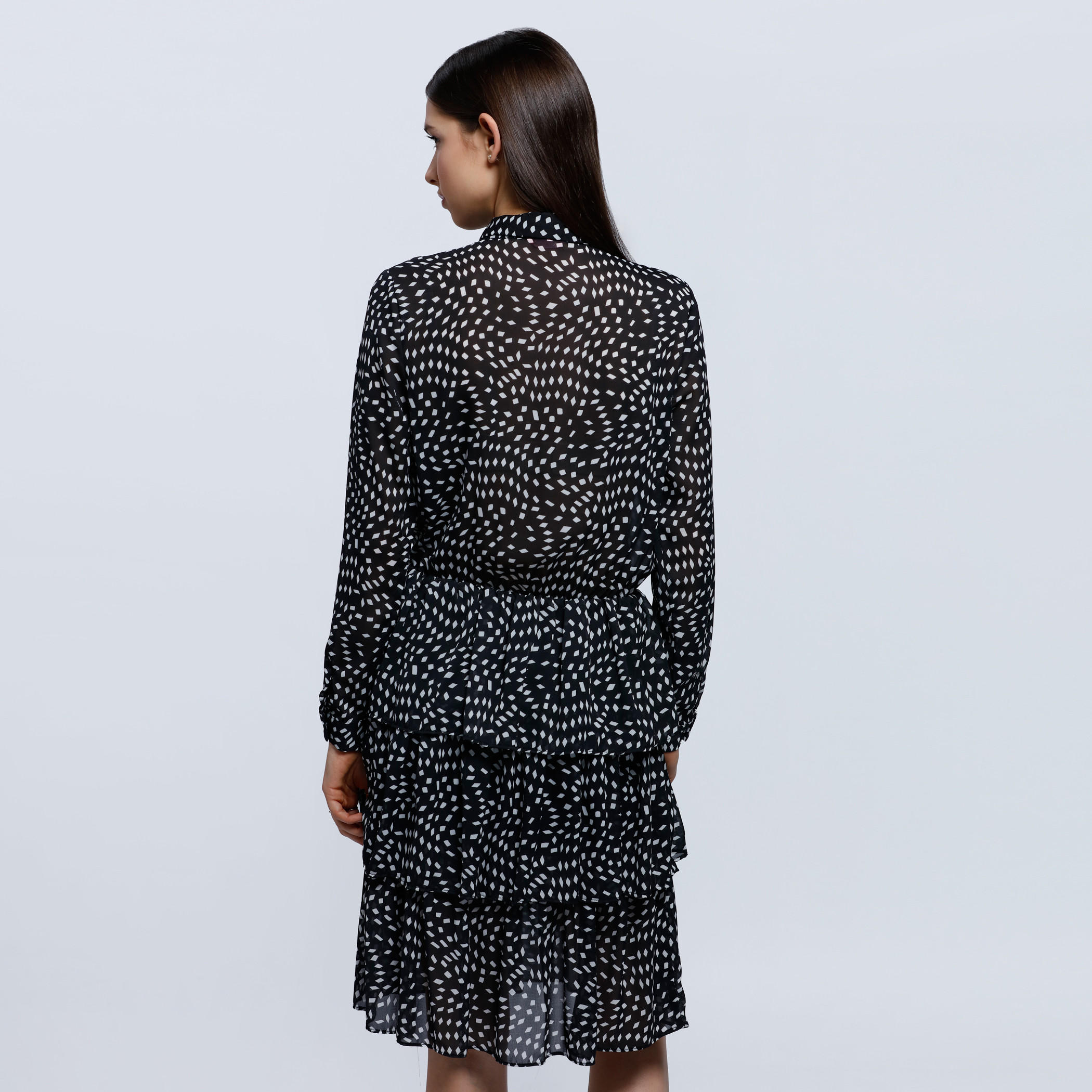 Warp Print Shirt Dress with Tiers-women-clothing-dresses-image-2