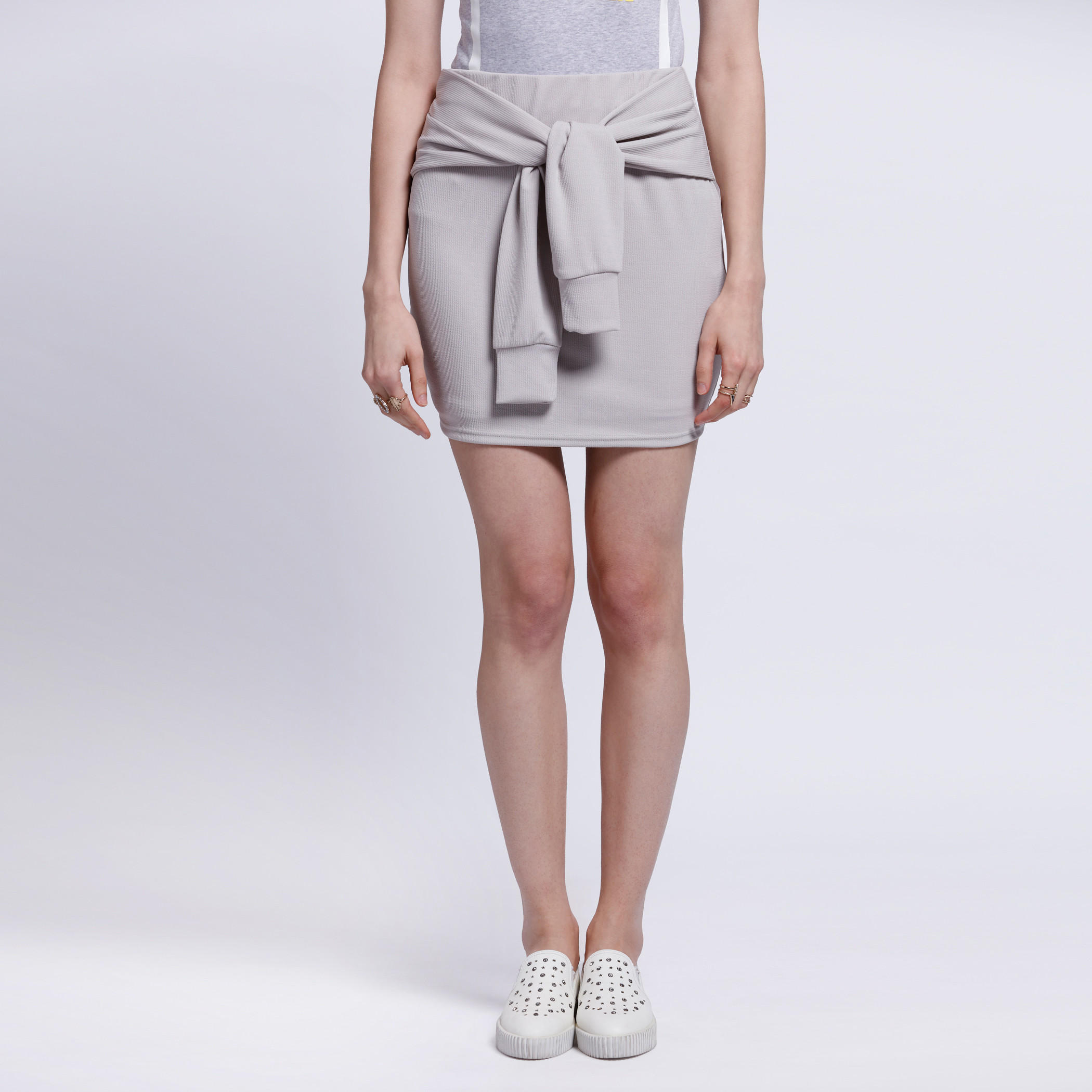 Tie-Up Skirt with Elasticised Waistband-women-clothing-bottoms-skirts-image-1